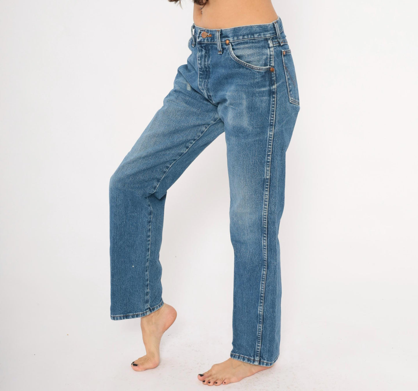 90s Wrangler Cowboy Cut Jeans Straight Leg Medium Wash High Rise Small