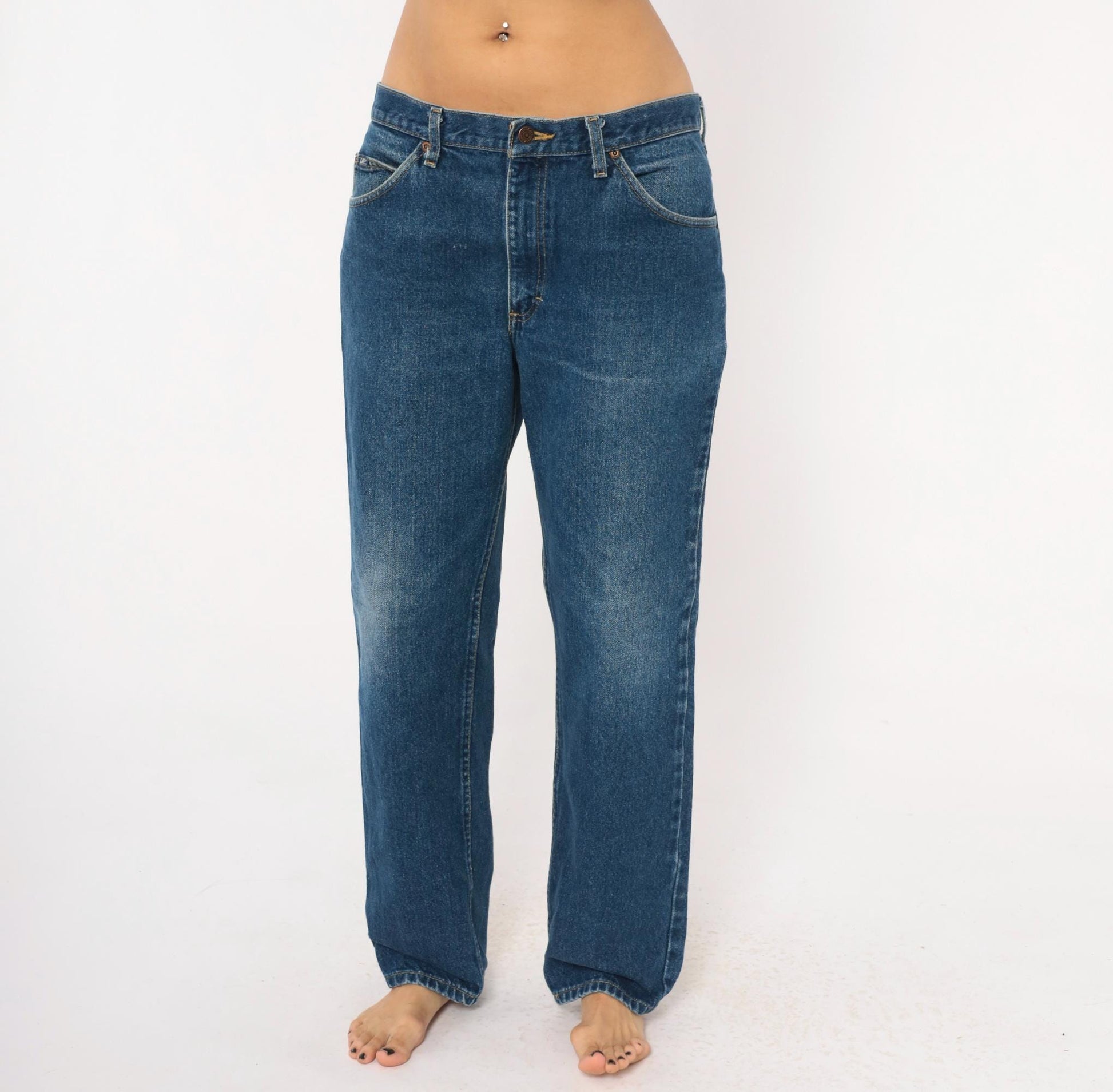 90s Lee Straight Leg Jeans Medium Wash Denim Cotton Large L