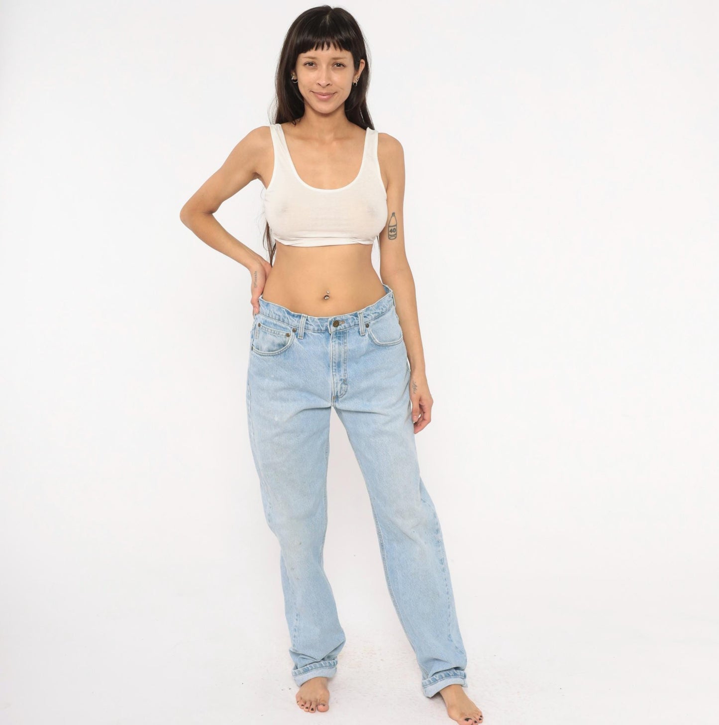 Y2K Carhartt Light Wash Straight Leg Jeans Cotton Denim 34x36