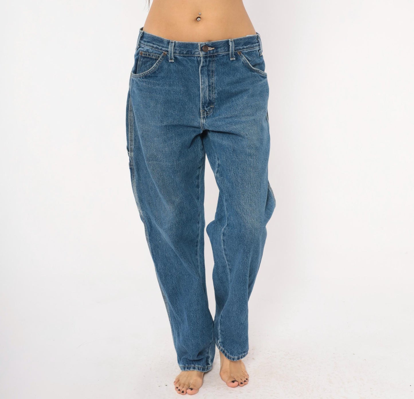 Dickies Carpenter Jeans 90s Cobalt Blue Denim Straight Leg Utility 33x32