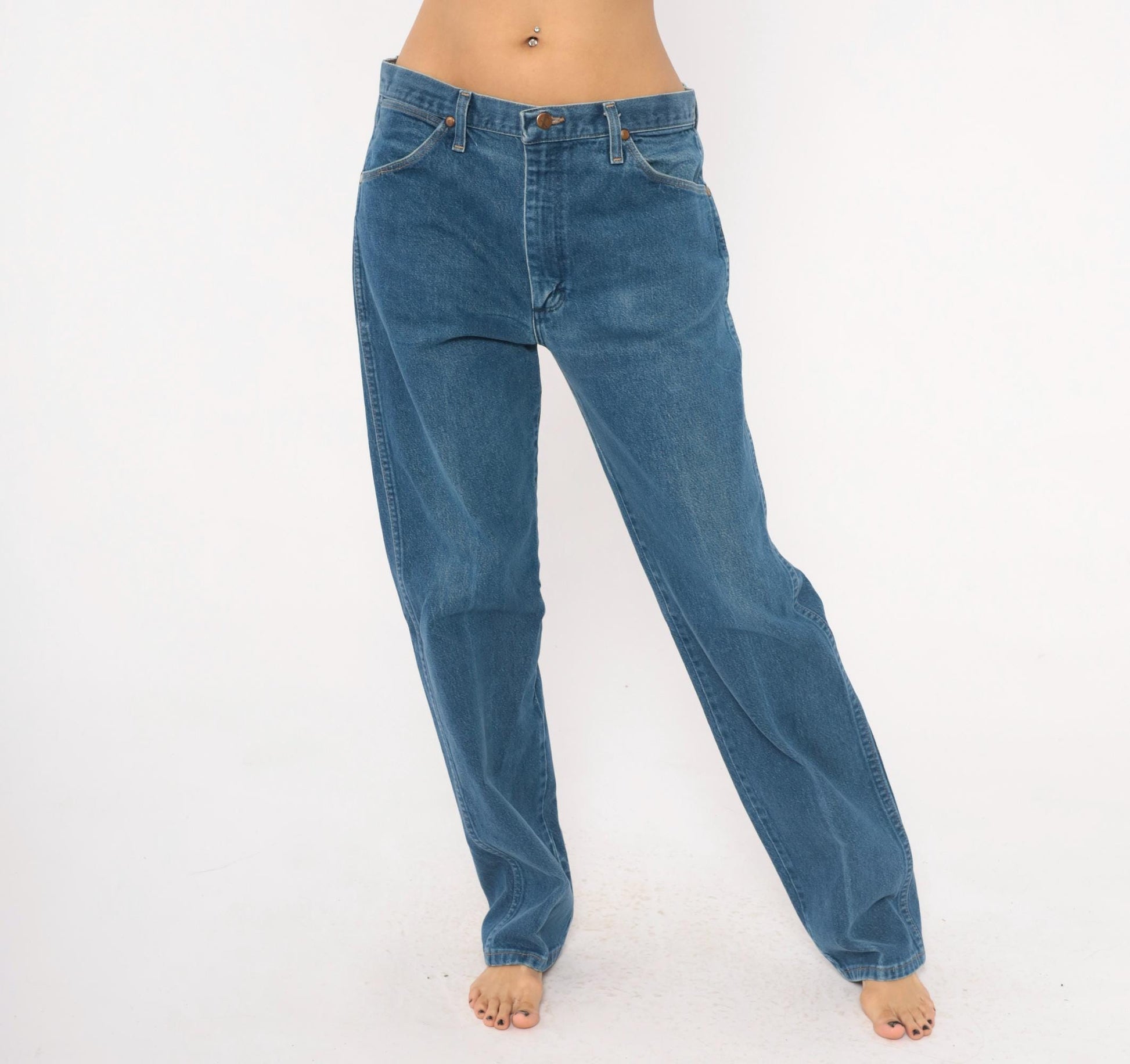 90s Wrangler Jeans Blue Denim Straight Leg High Rise Cotton 34x33