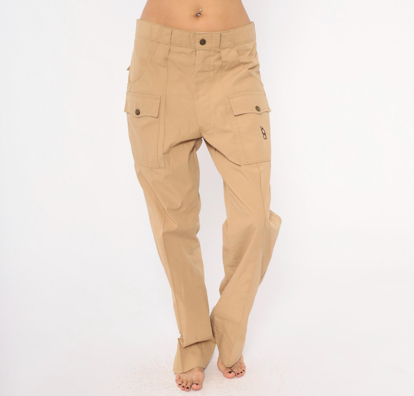 80s Bob Allen Cargo Pants Tan Cotton Straight Leg Low Rise Extra Large XL