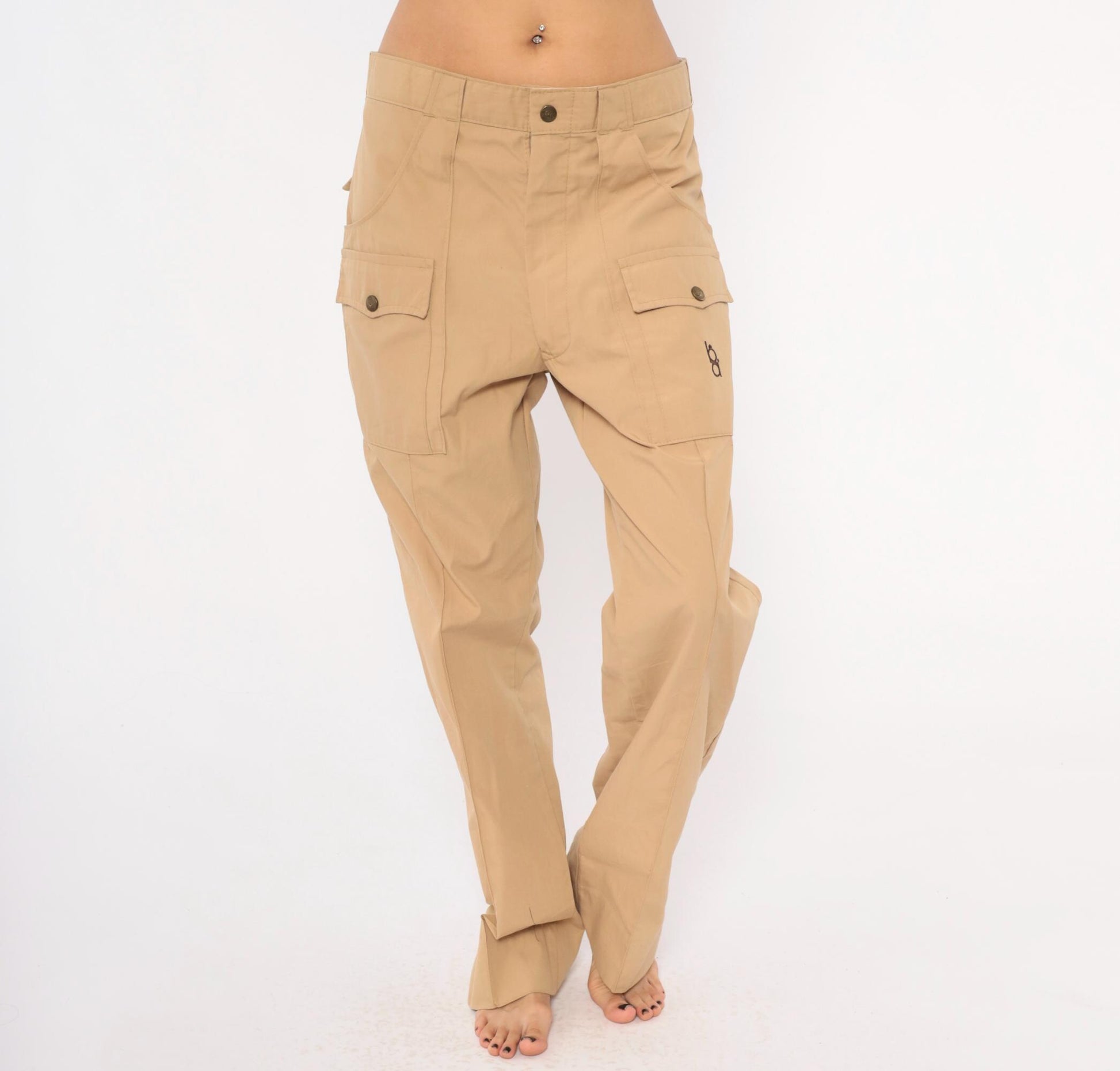 80s Bob Allen Cargo Pants Tan Cotton Straight Leg Low Rise Extra Large XL