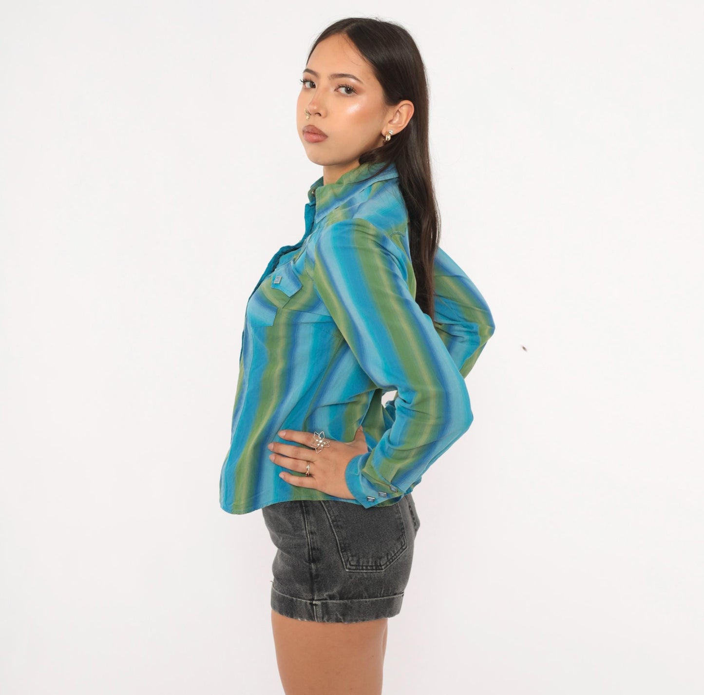 2000s Roper Western Shirt Striped Snap Button Cotton Yoke Small S