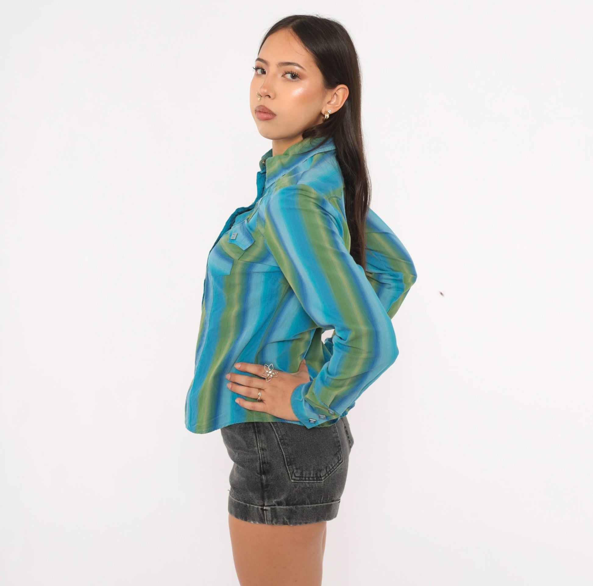 2000s Roper Western Shirt Striped Snap Button Cotton Yoke Small S