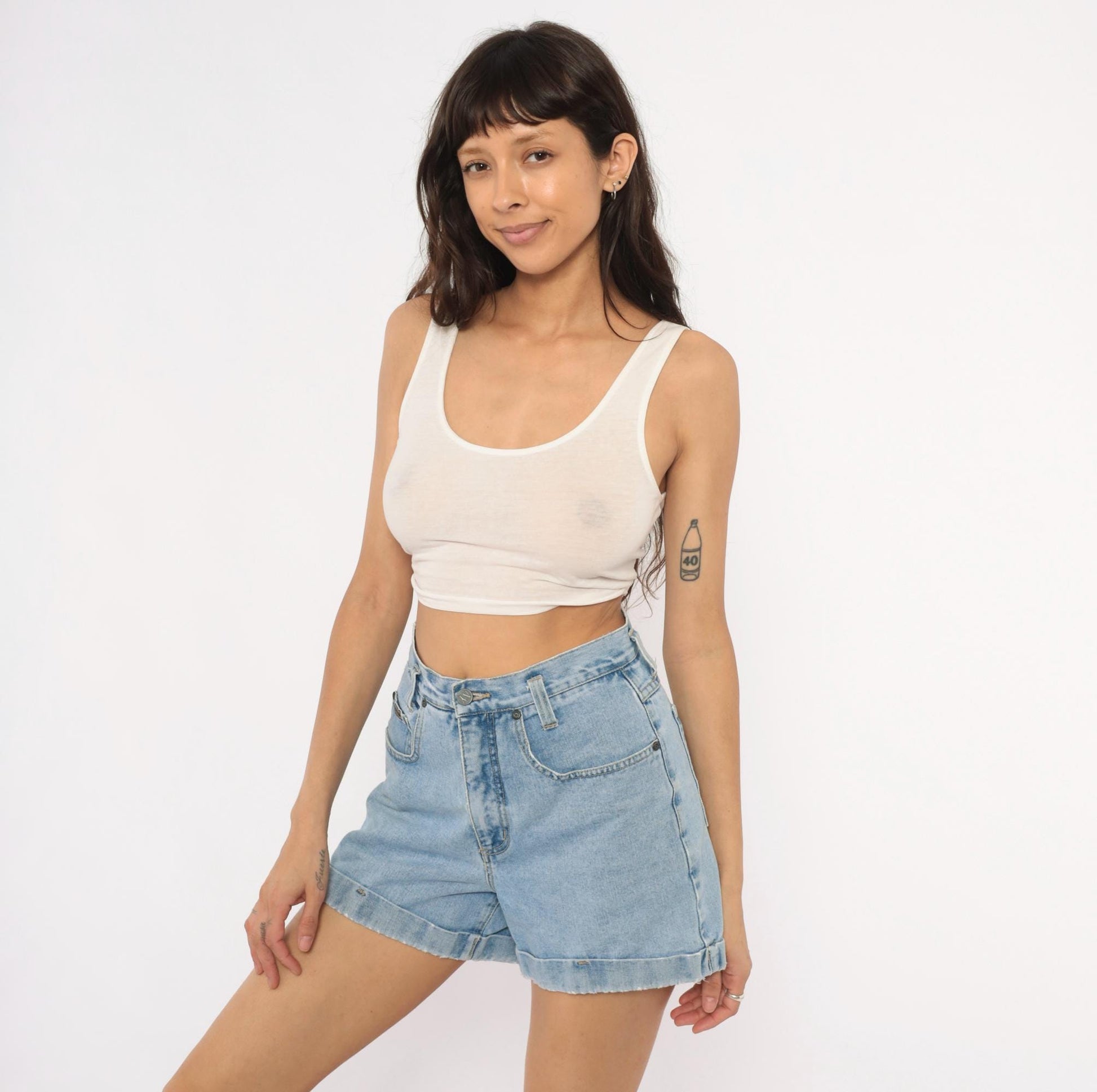 90s NY Jeans Light Wash Denim Shorts High Rise Cuffed Medium M