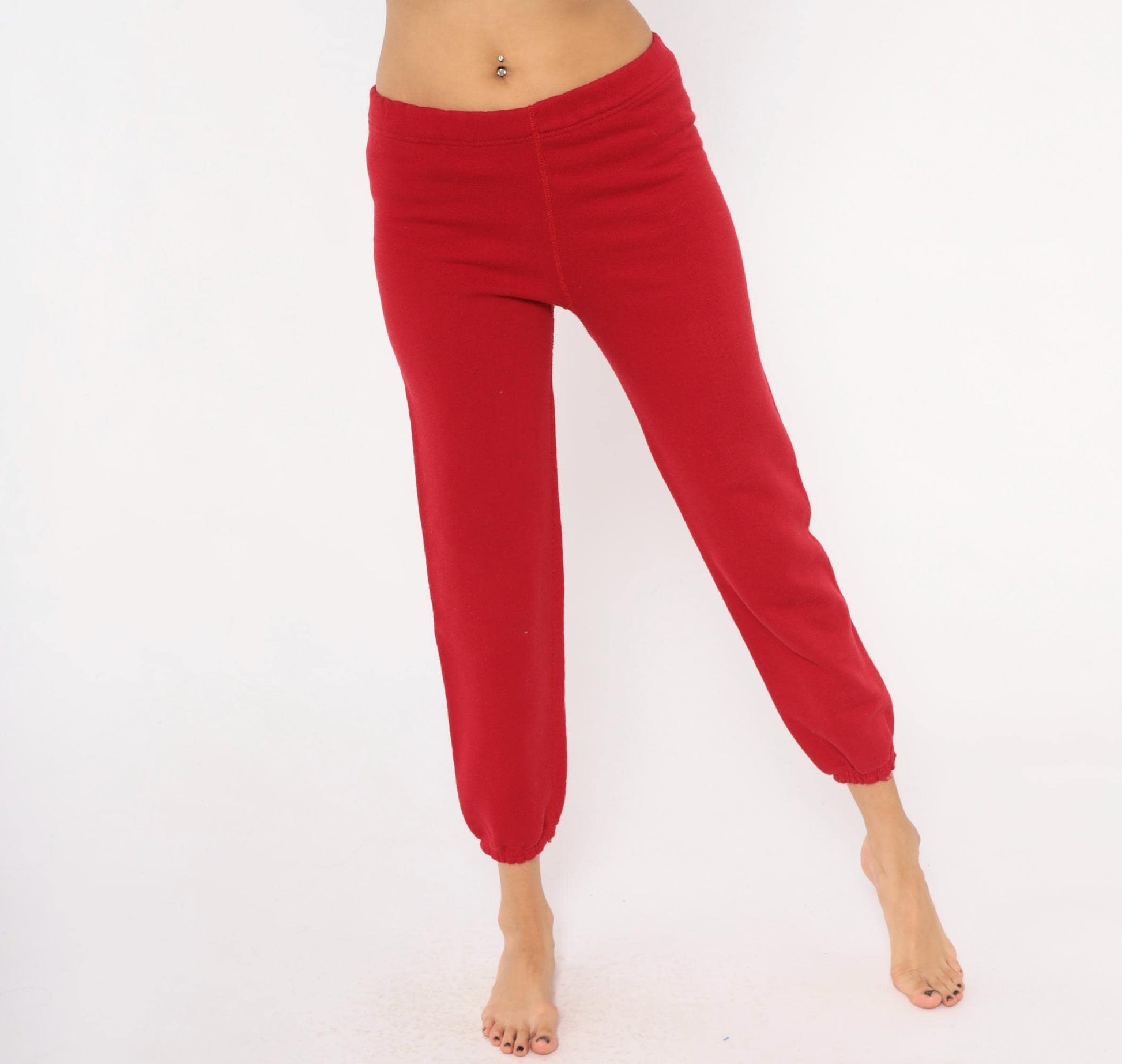 80s Heavyweight Sweats Discus Athletic Red Joggers Tapered Crimson Medium