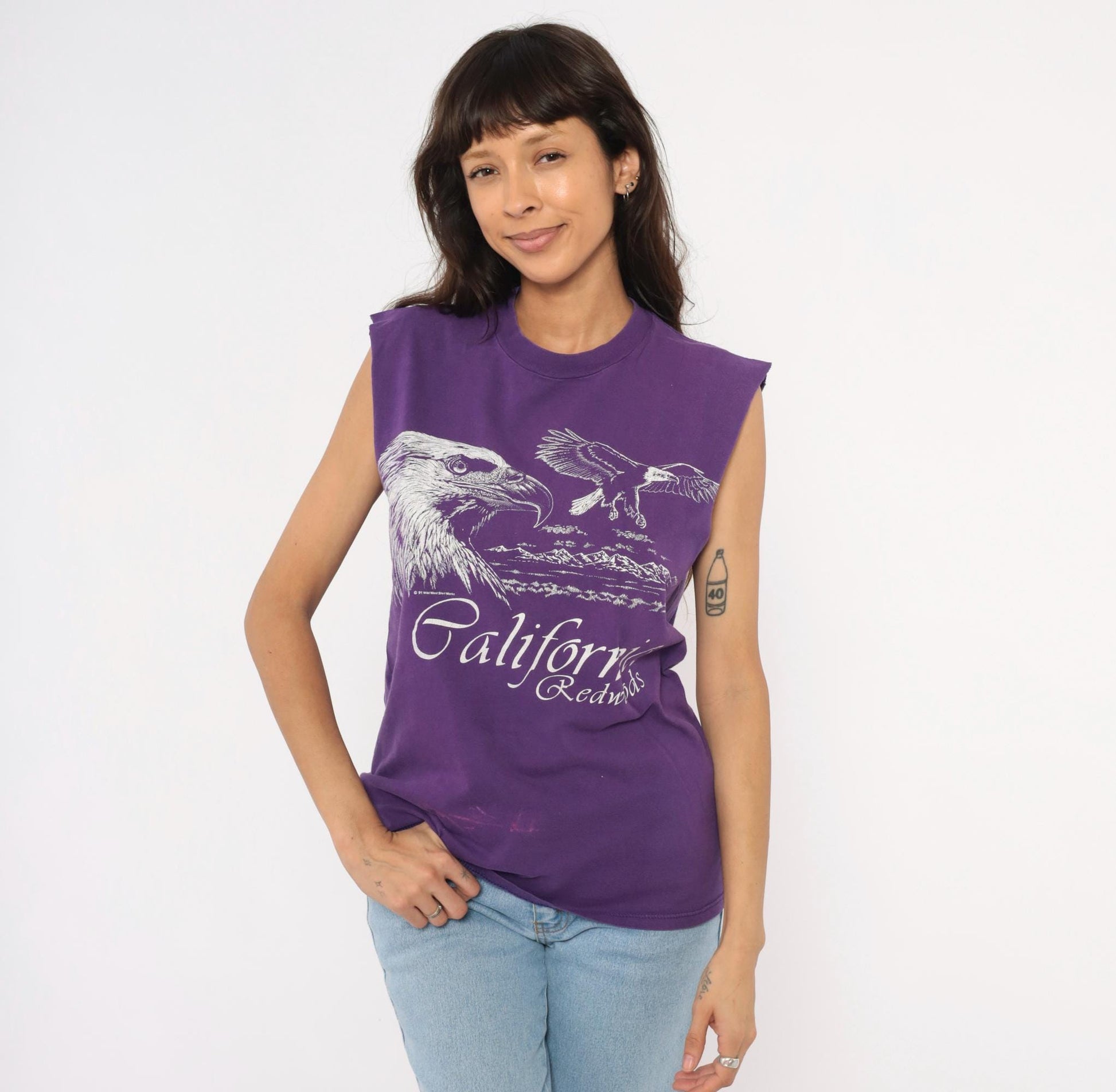 90s Jerzees Purple Eagle California Redwoods Muscle Tank Medium M
