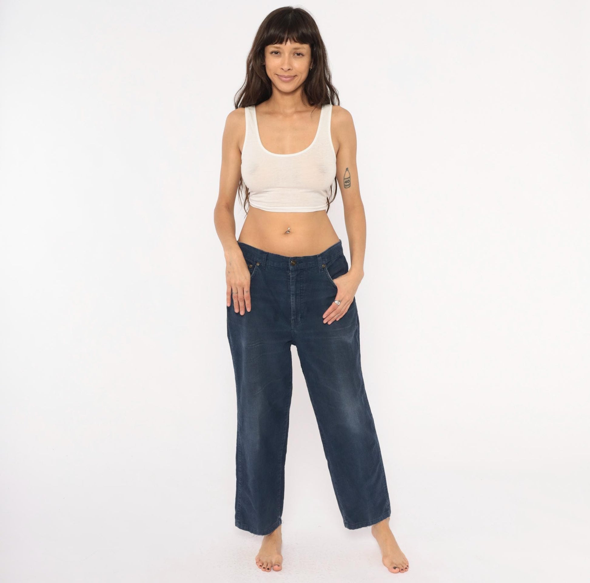 90s BCC Blues Navy Corduroy Pants Straight Leg Five Pocket 34/30