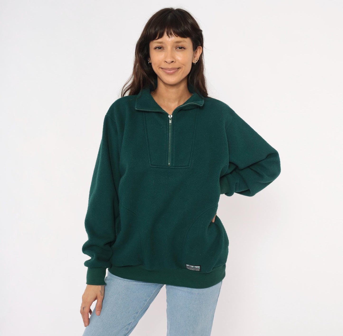 90s Mountain Gear Forest Green Quarter Zip Fleece Pullover Mens Medium