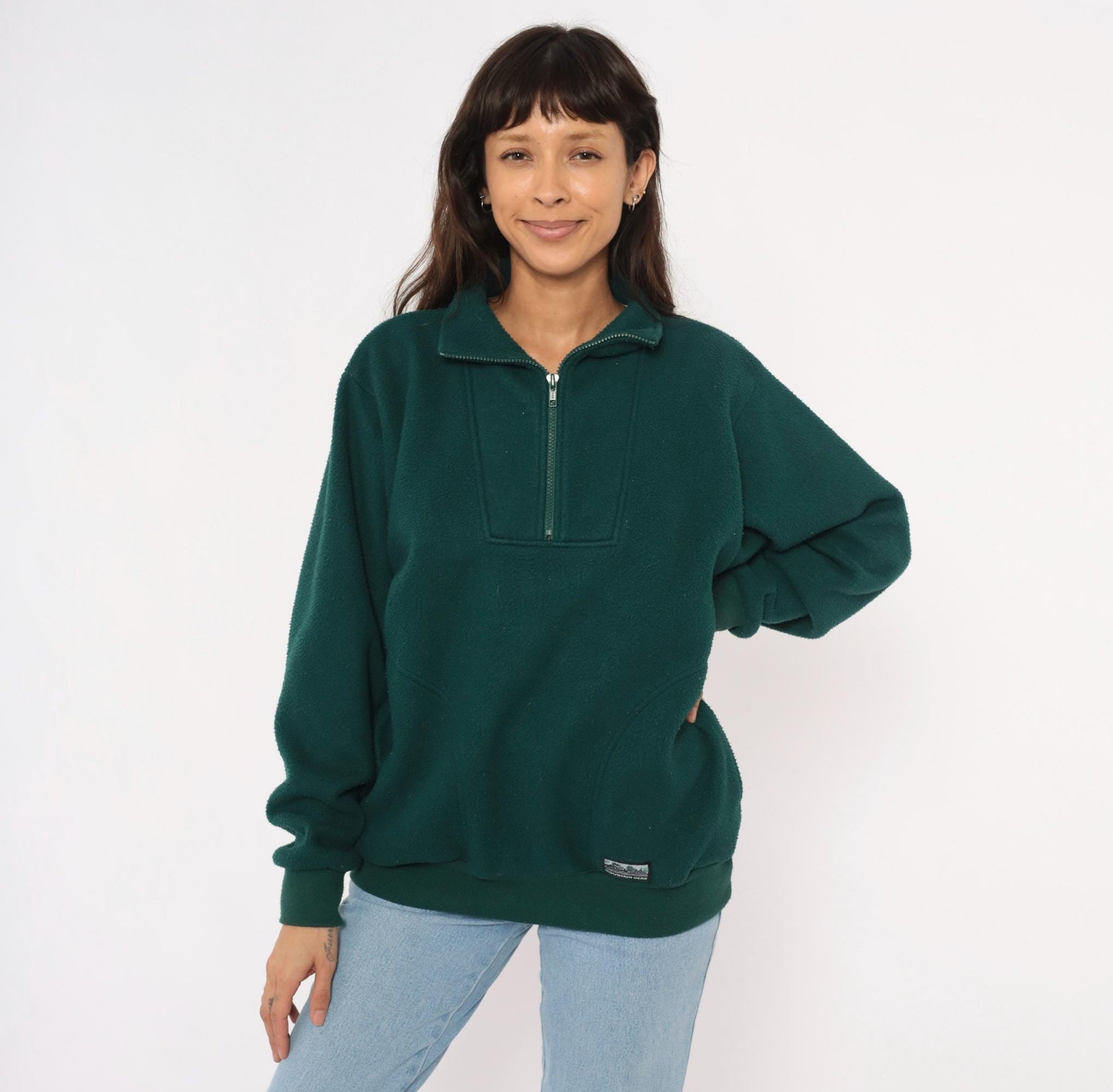 90s Mountain Gear Forest Green Quarter Zip Fleece Pullover Mens Medium