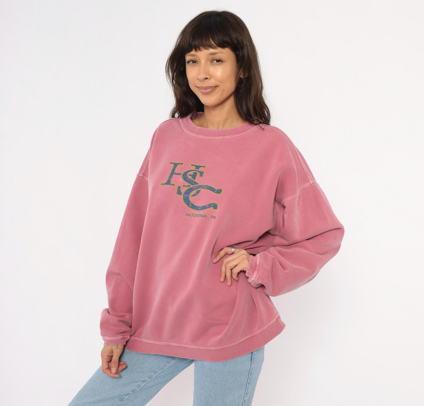 90s HSC Altoona Dusty Rose Crewneck Sweatshirt Pigment Dyed Extra Large XL