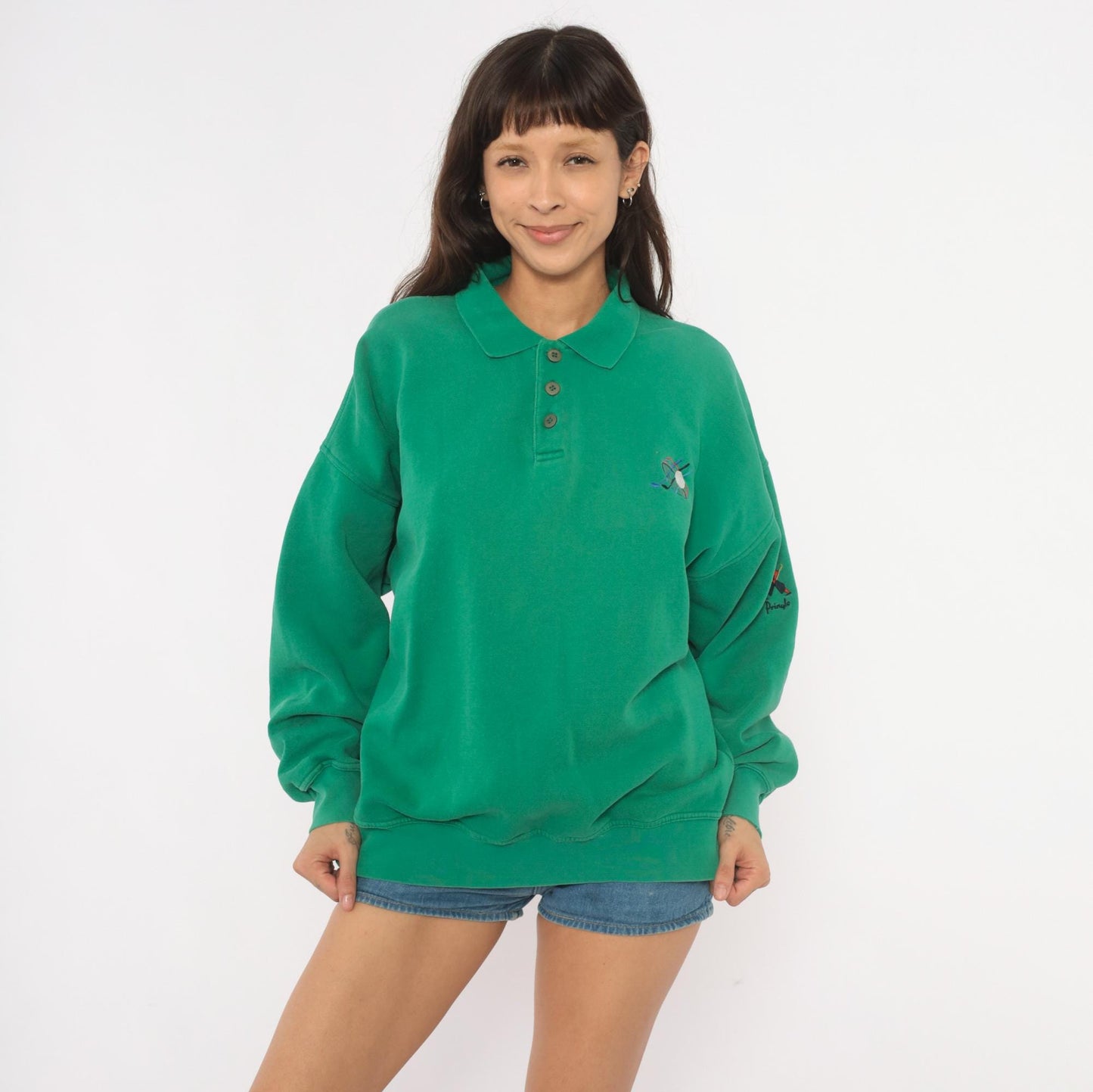 90s Pringle Sports Golf Polo Sweatshirt Green Embroidered Collared Large L