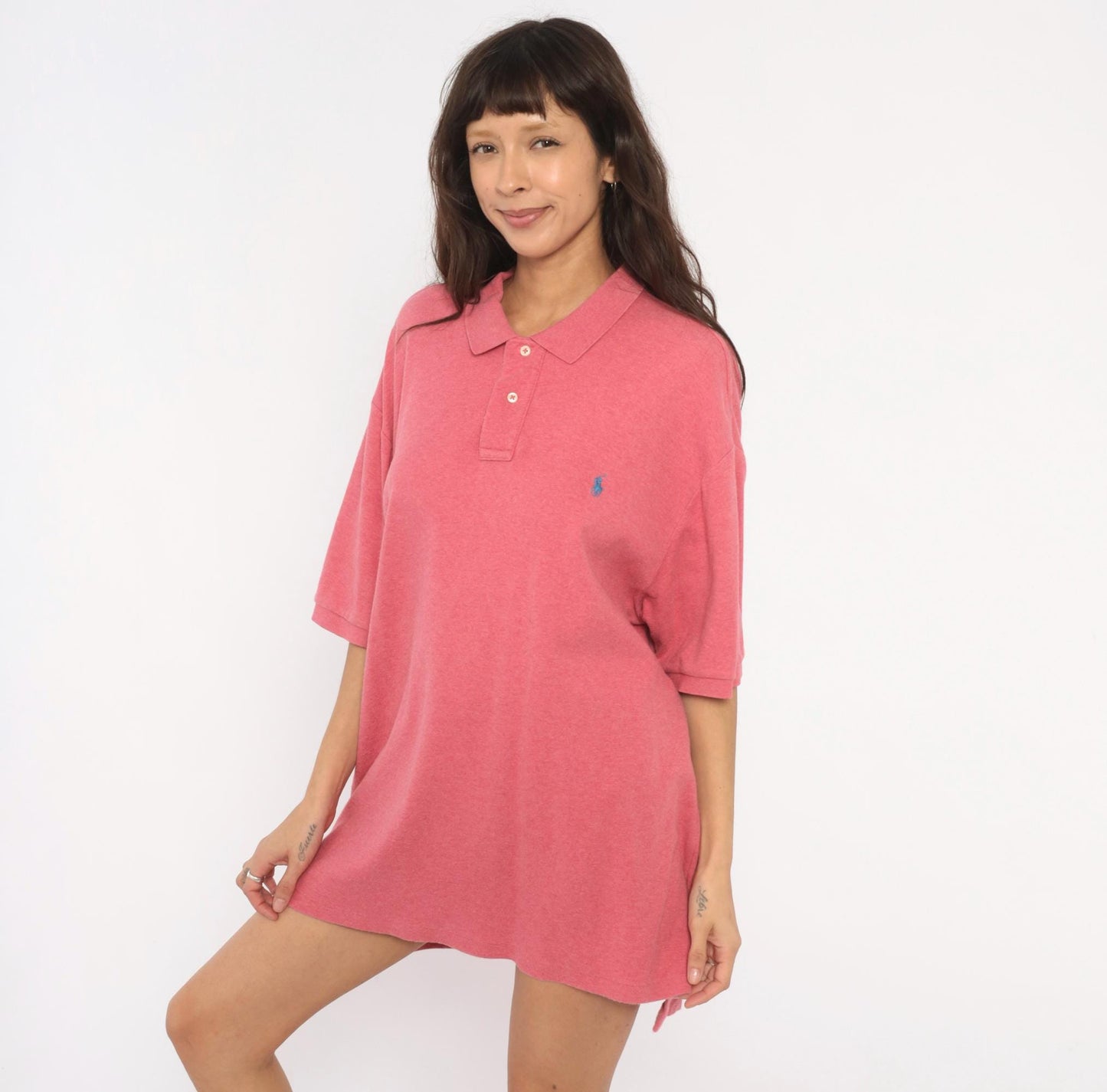 90s Polo Ralph Lauren Cotton Polo Shirt Heathered Rose Pink Extra Large XL