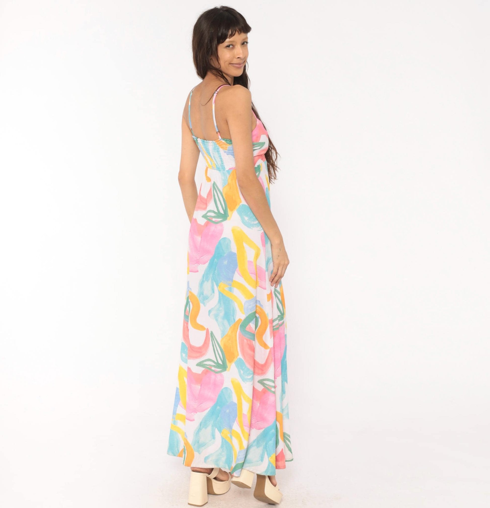 2000s Show Me Your Mumu Abstract Brushstroke Maxi Dress Spaghetti Strap Small