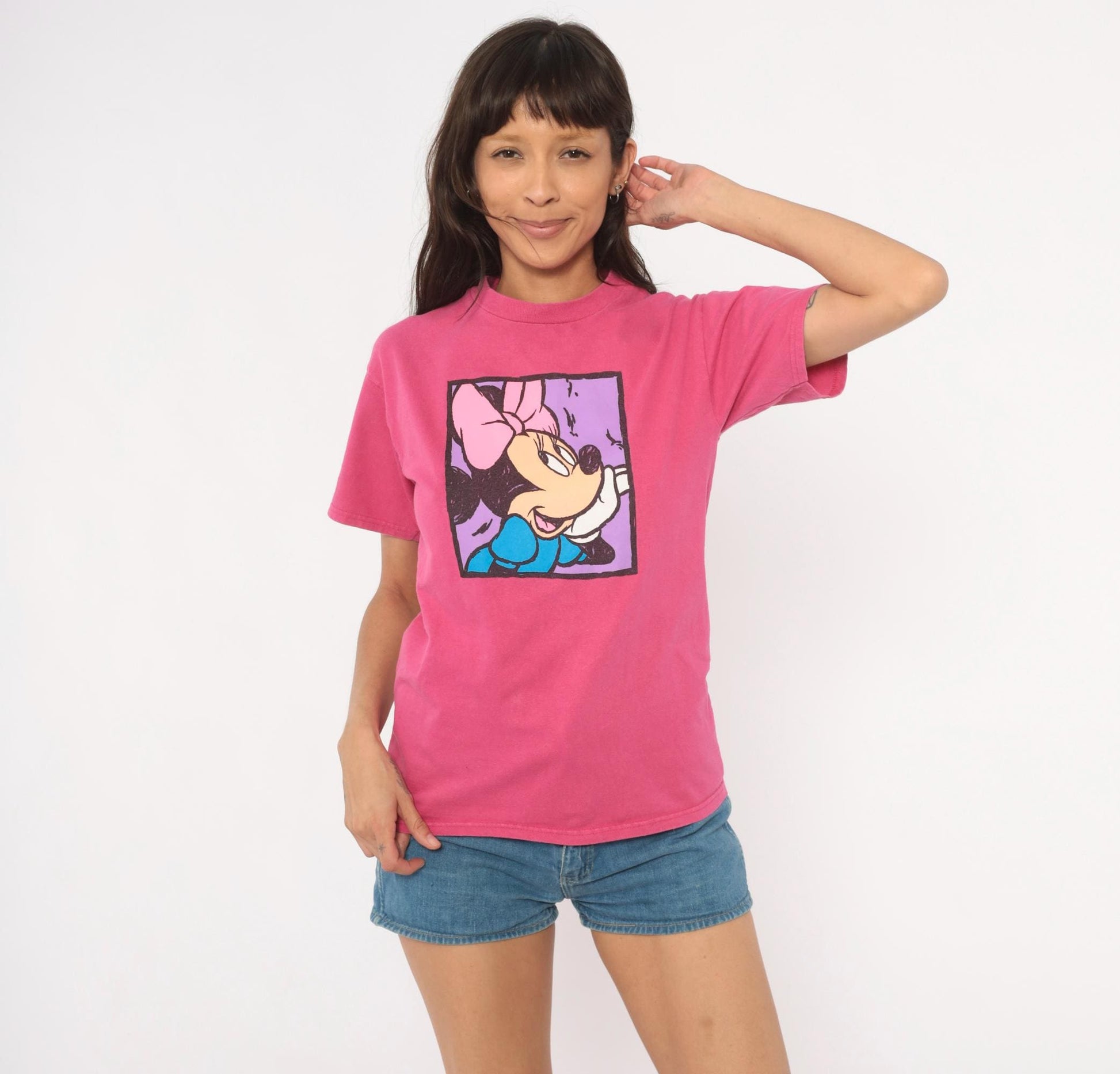 90s Minnie Mouse Disney Store Graphic Tee Pink Cotton Extra Small XS