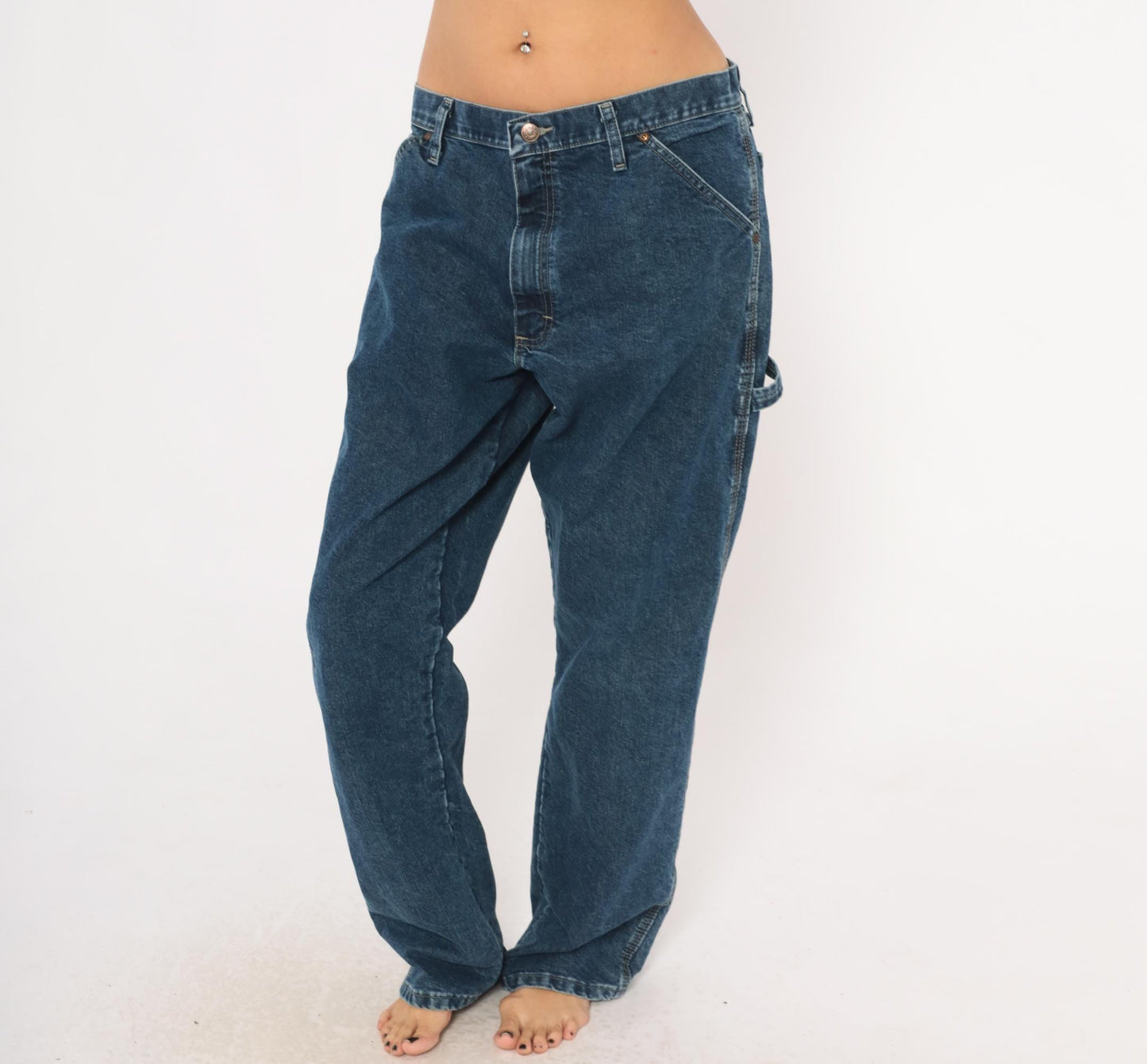 Y2K Wrangler Carpenter Jeans Navy Denim Straight Leg 34x32 Large