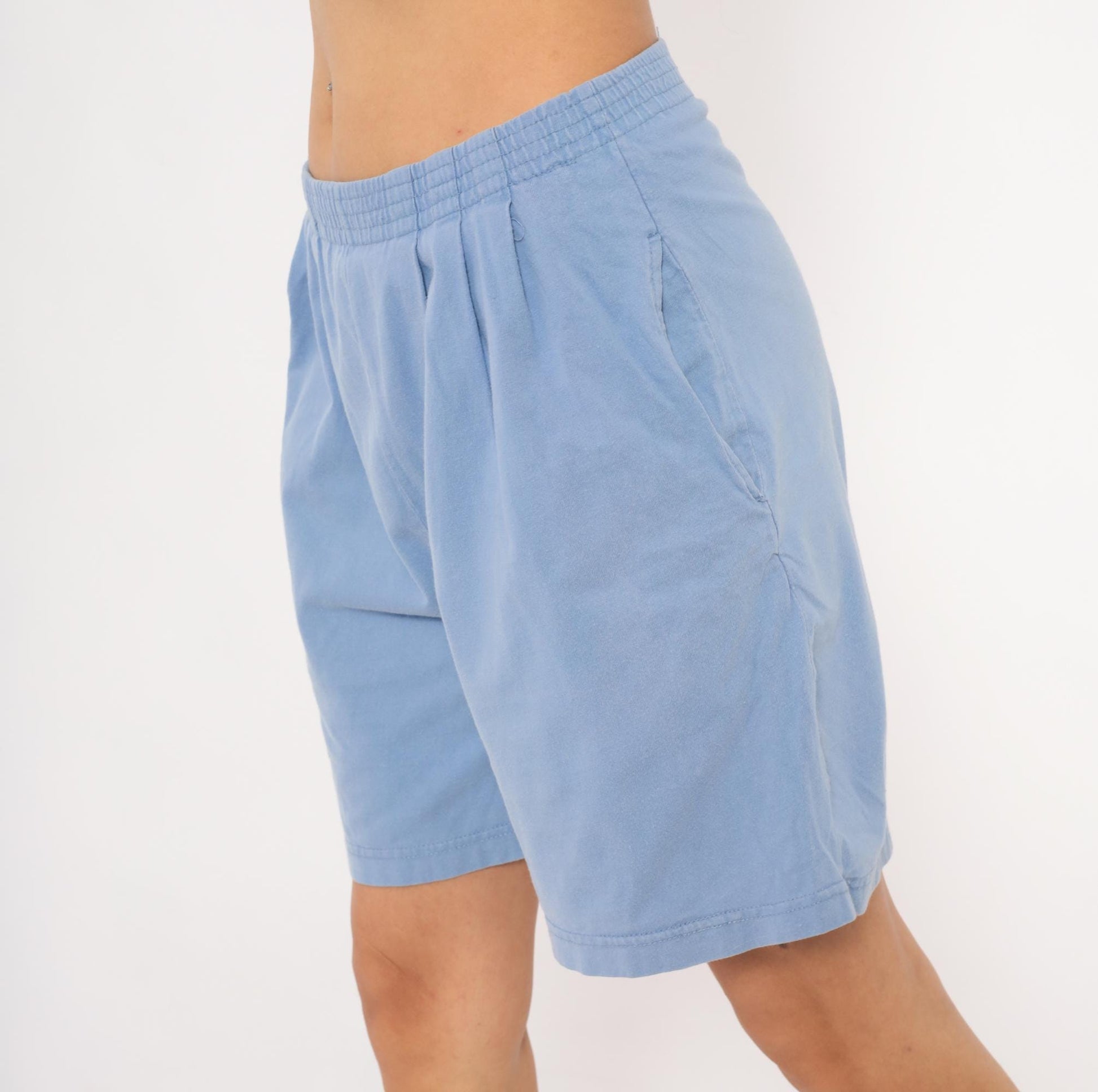 80s Lauren Brooke Pleated Bermuda Shorts Sky Blue Cotton Medium M
