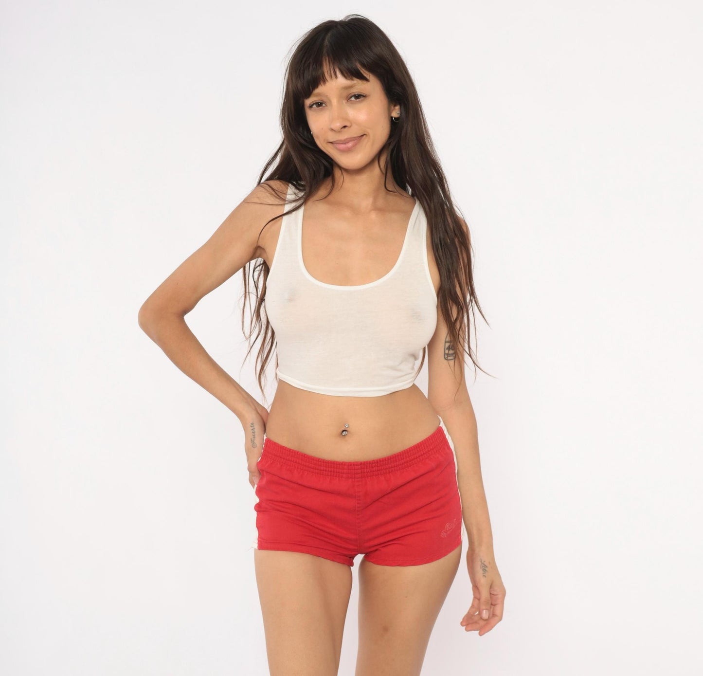 80s Nike Running Shorts Red White Stripe Cotton Athletic Extra Small XS