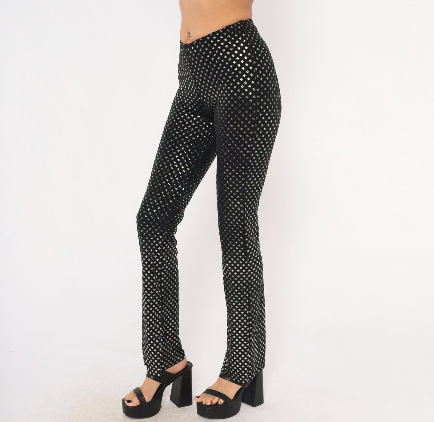 90s Je Taime Black Sequin Straight Leg Pants Low Rise Small