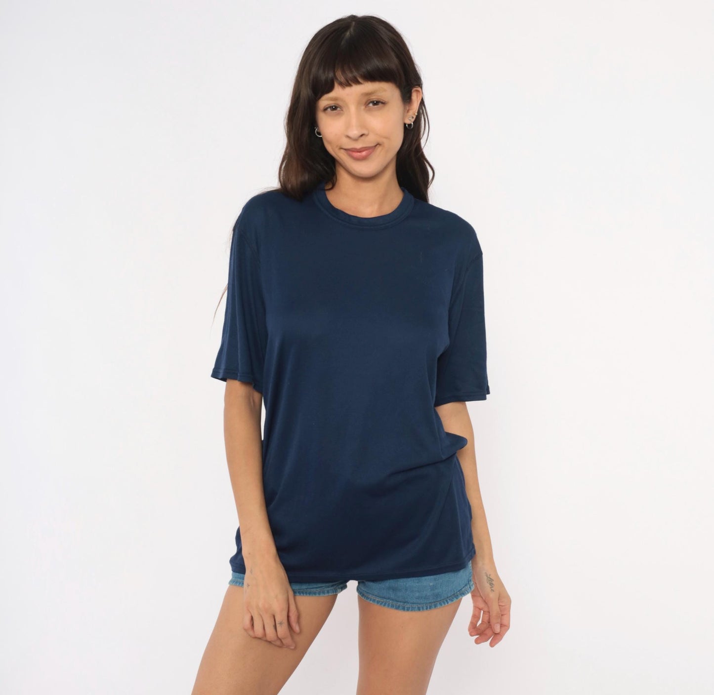 Y2K Patagonia Navy Crew Neck Tee Short Sleeve Solid Plain Large L