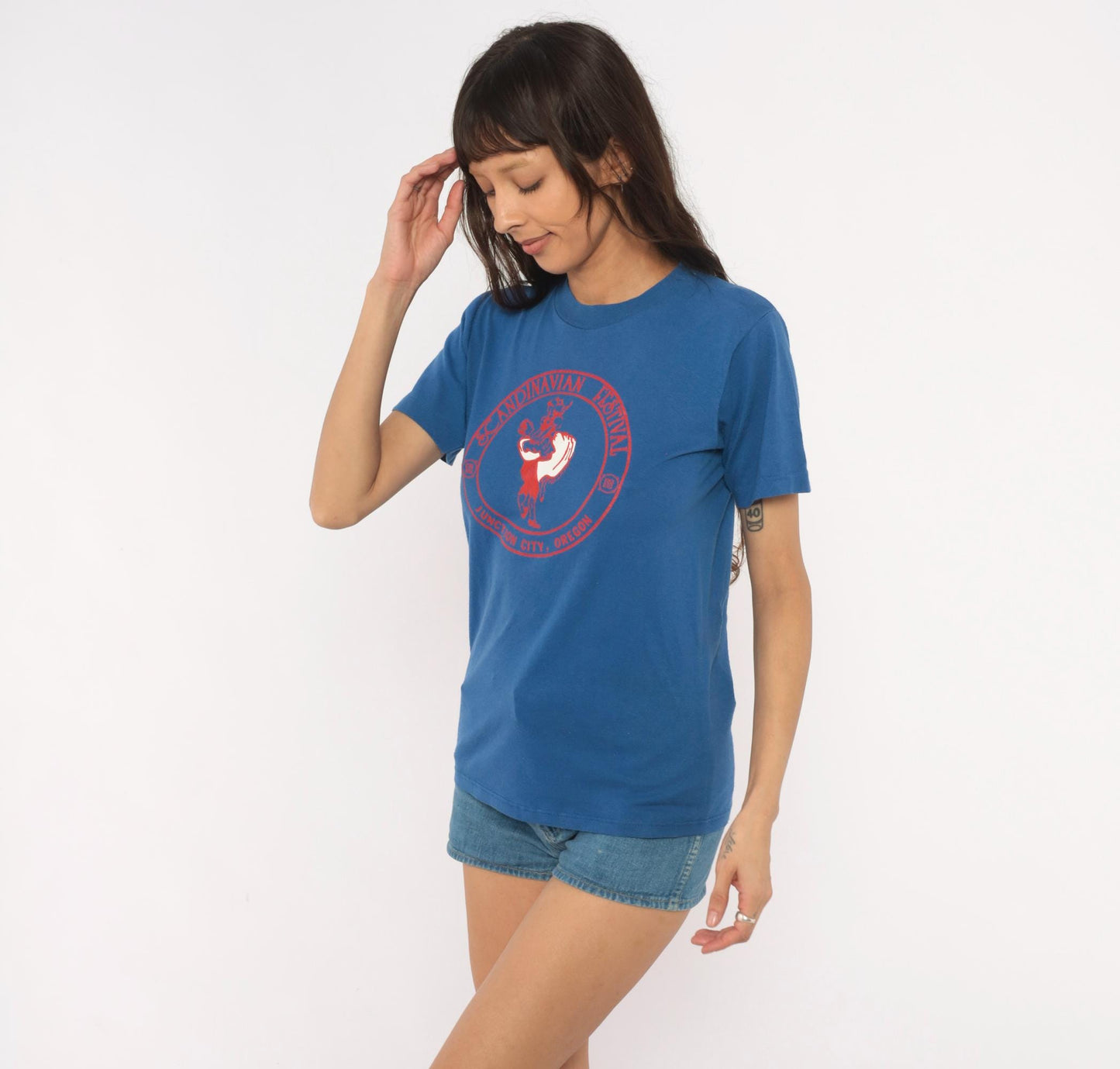 80s Scandinavian Festival Junction City Oregon Graphic Tee Blue Small