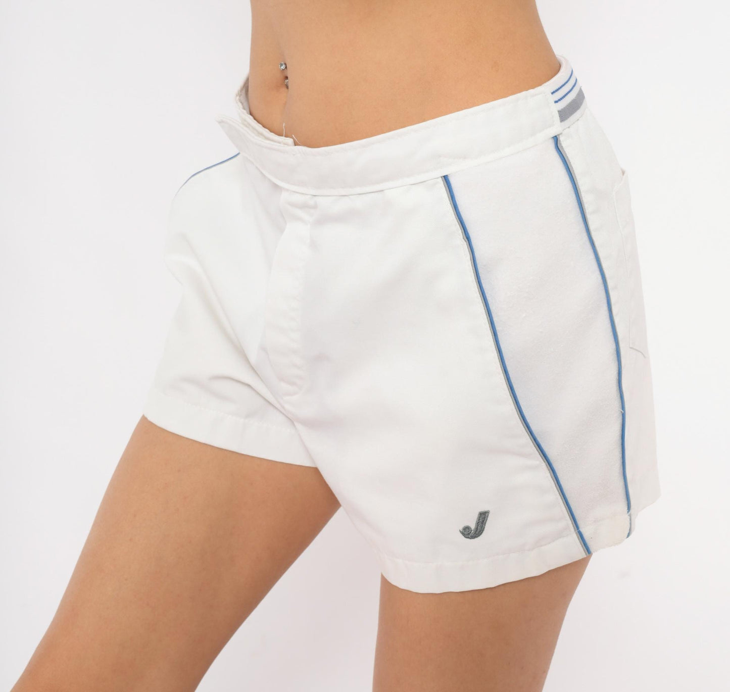 80s Jantzen Tennis Shorts White Cobalt Piping Athletic Medium
