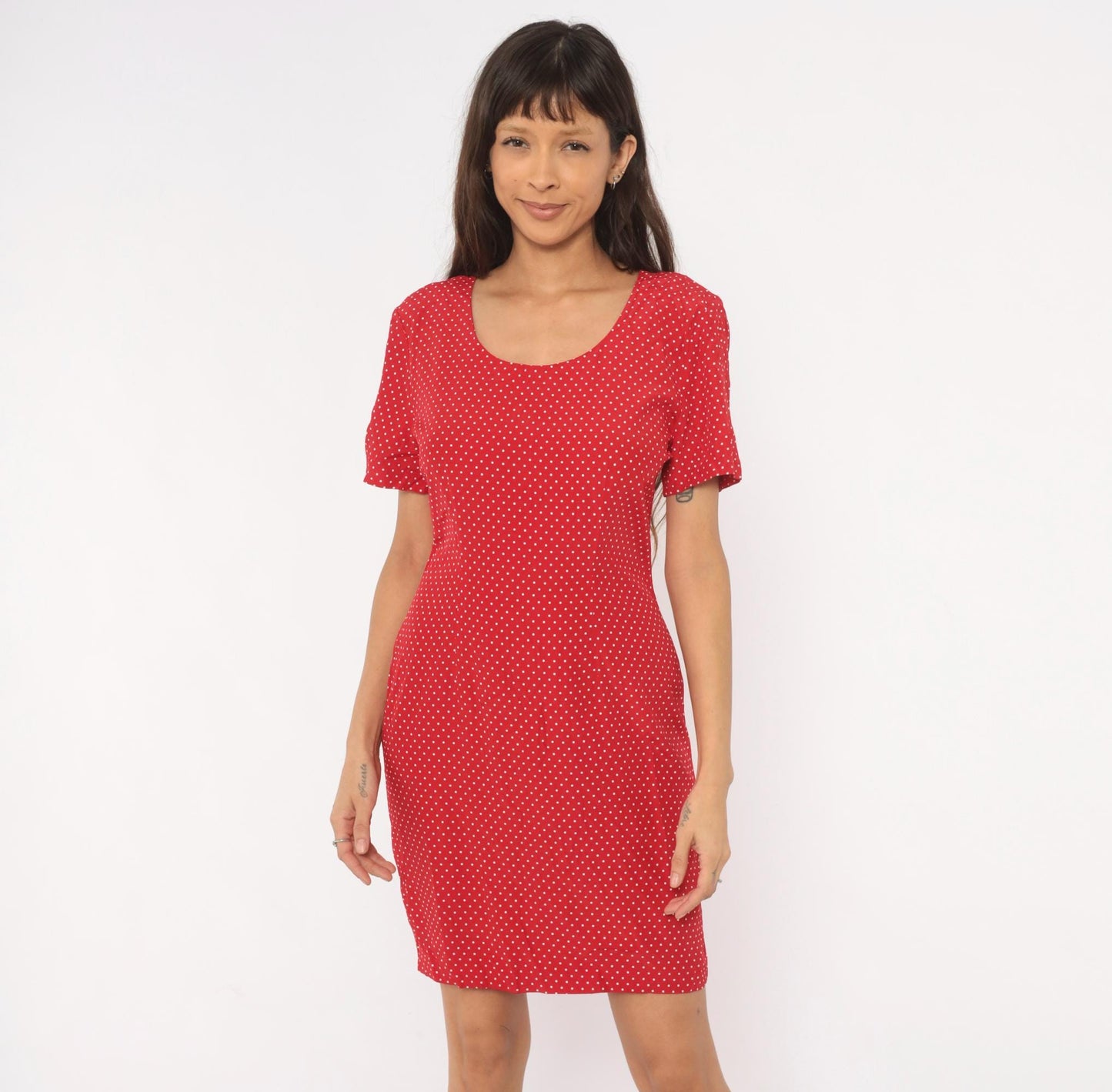 90s My Michelle Red White Polka Dot Mini Dress Short Sleeve Medium M
