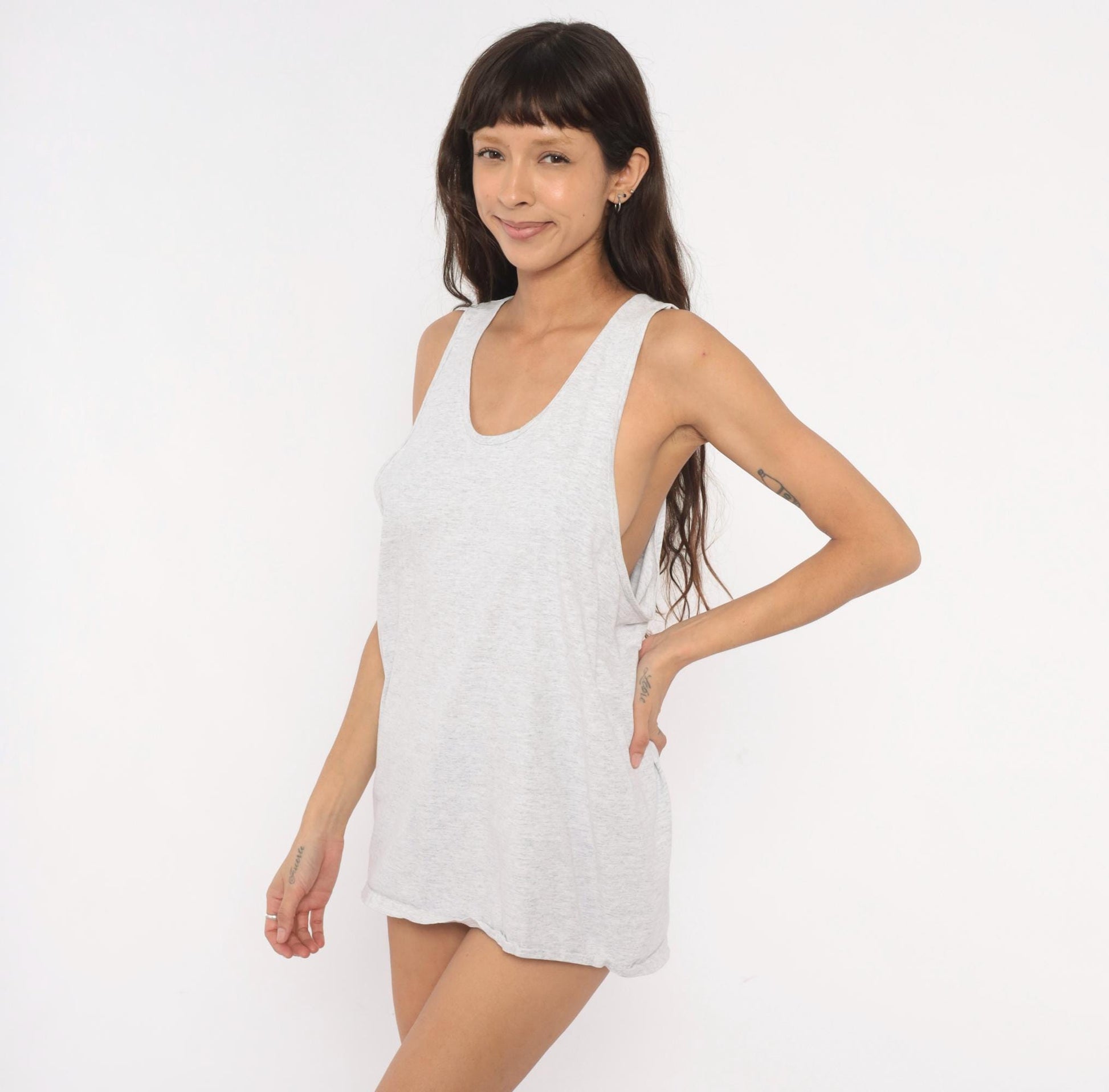 90s Dodger Grey Tank Top Heather Ash Cotton Sleeveless Tee Large L