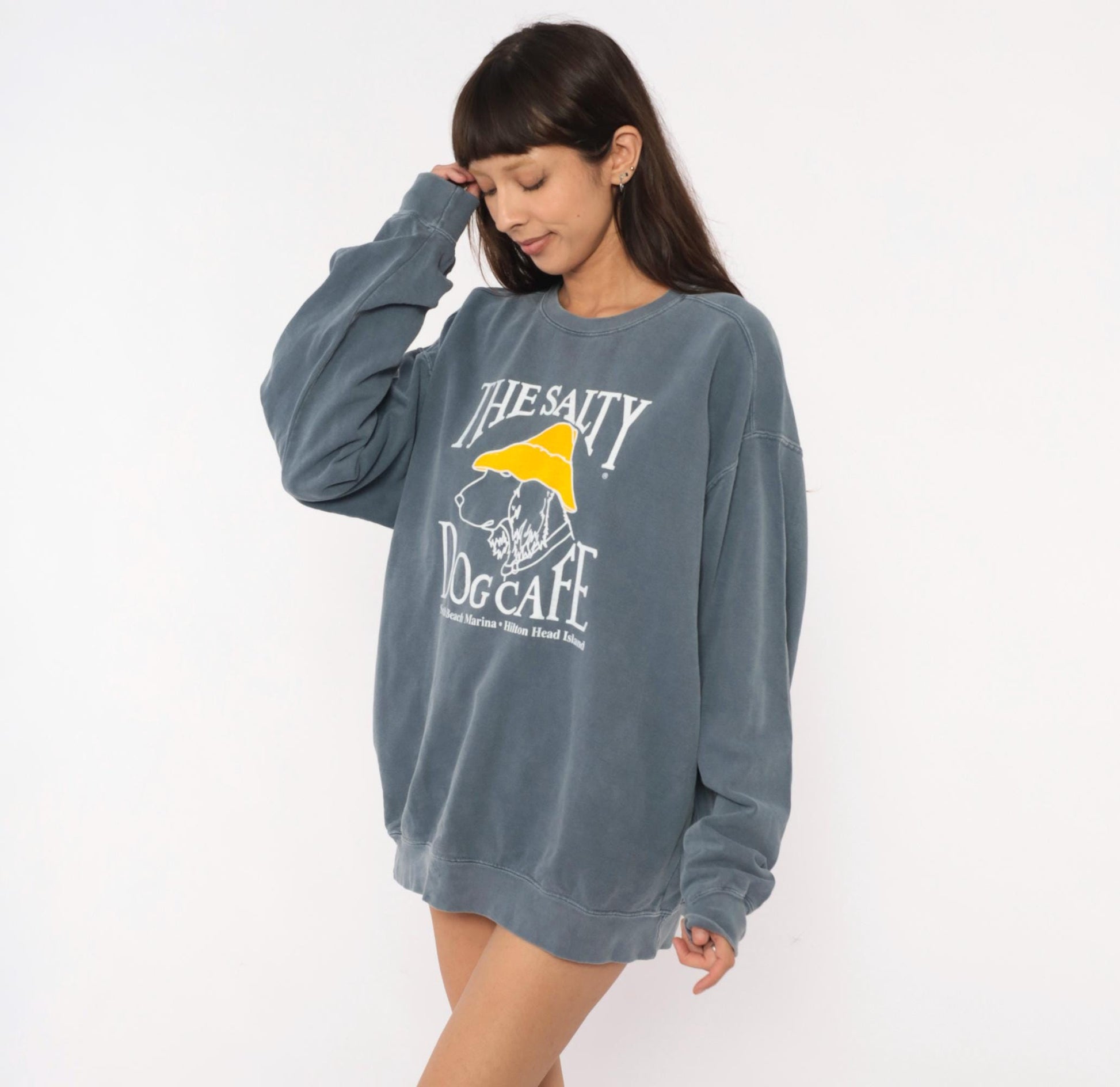 90s Salty Dog Cafe Hilton Head Island Sweatshirt Grey Cotton Graphic Dog Extra Large XL