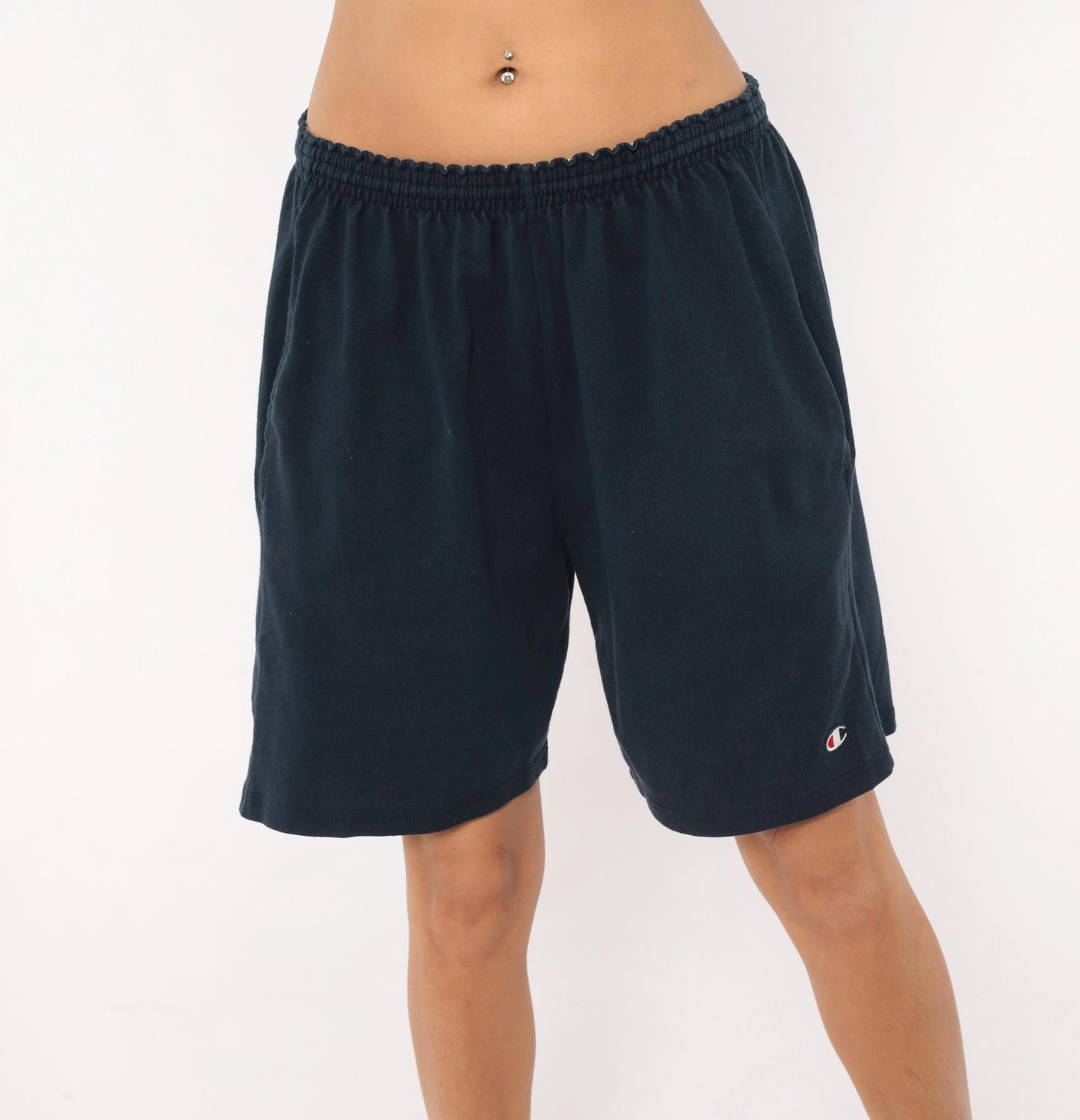 90s Champion Navy Athletic Shorts Elastic Waist Mens Small