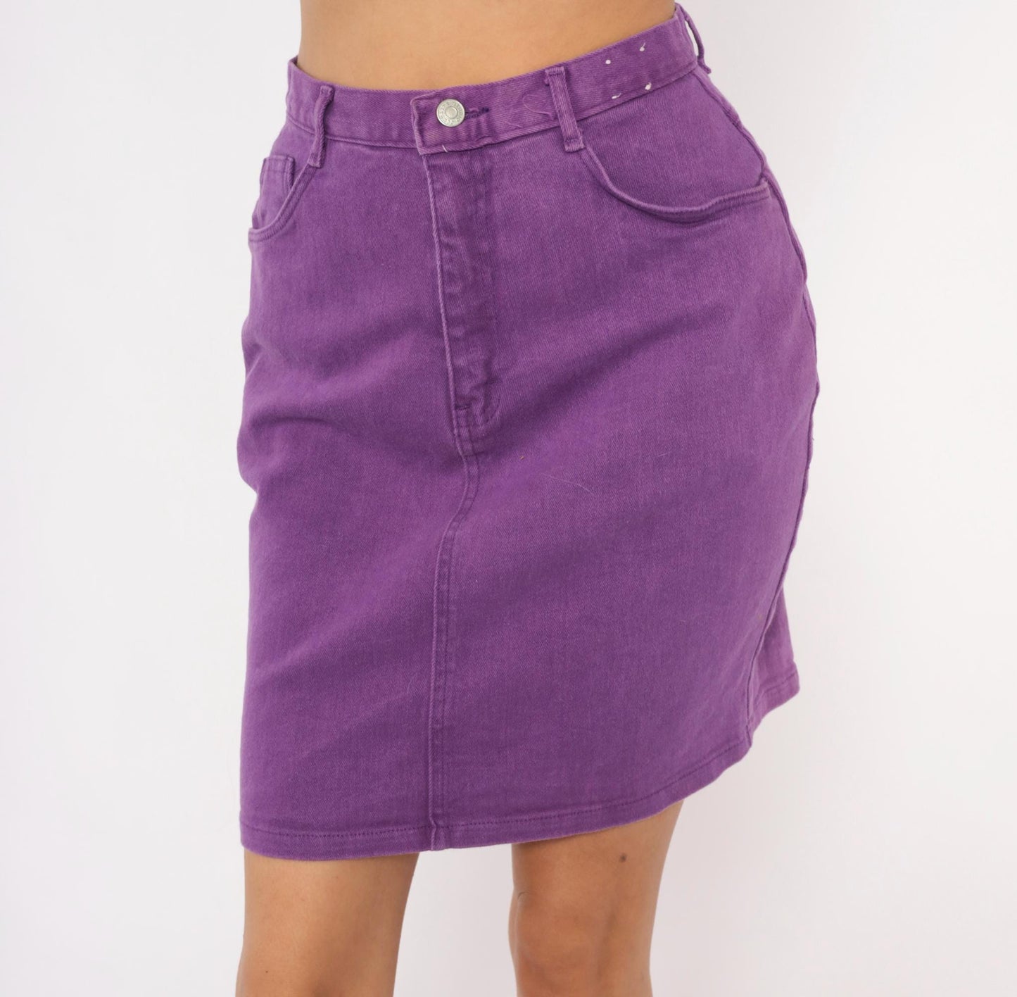 90s Jordache Purple Denim Knee Skirt High Waist Pencil Jean Small S