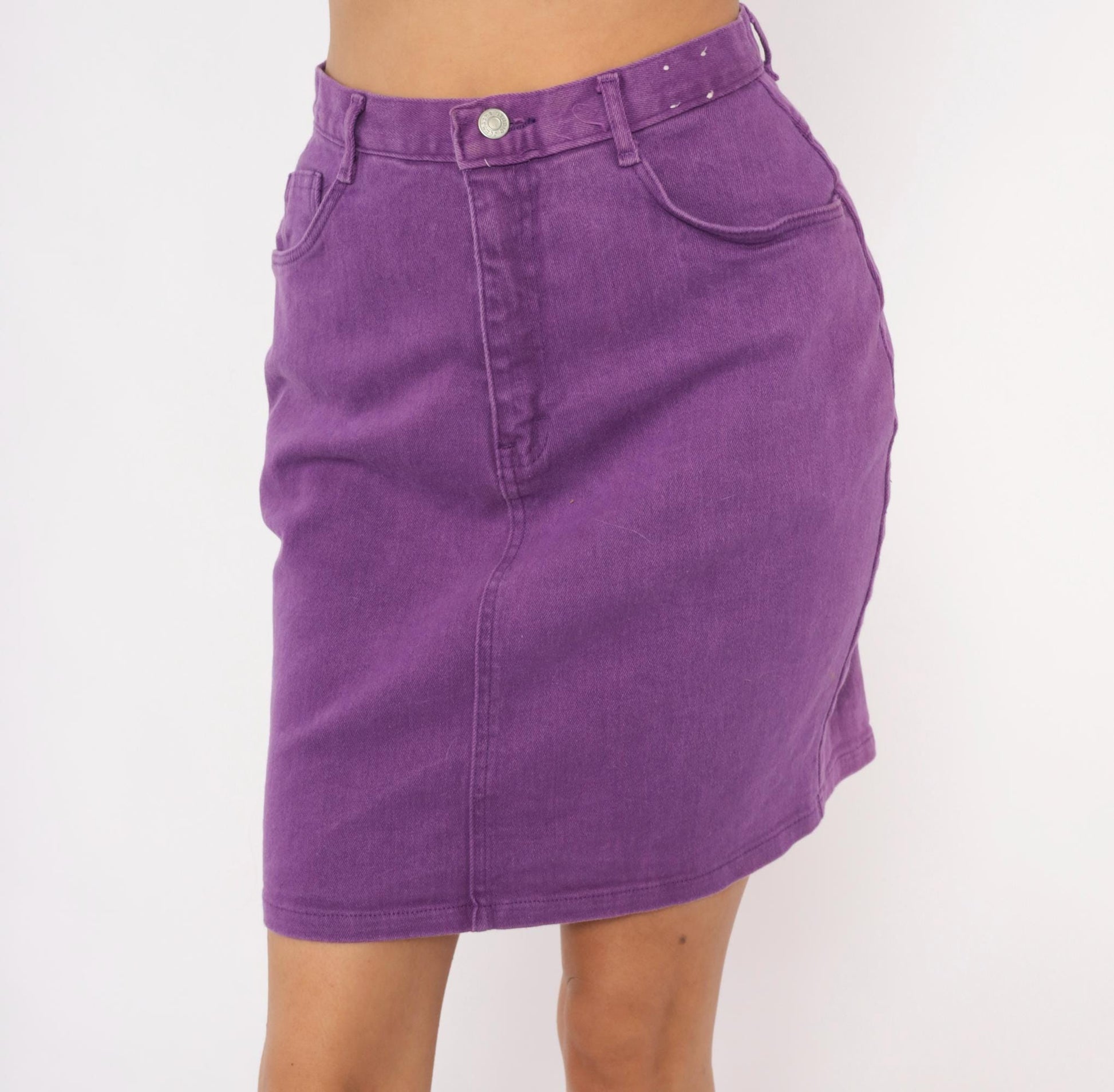90s Jordache Purple Denim Knee Skirt High Waist Pencil Jean Small S