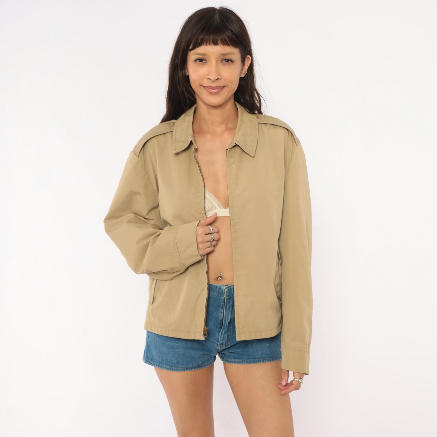 60s Ceiling Zero Blauer Harrington Jacket Tan Windbreaker Epaulette Extra Large
