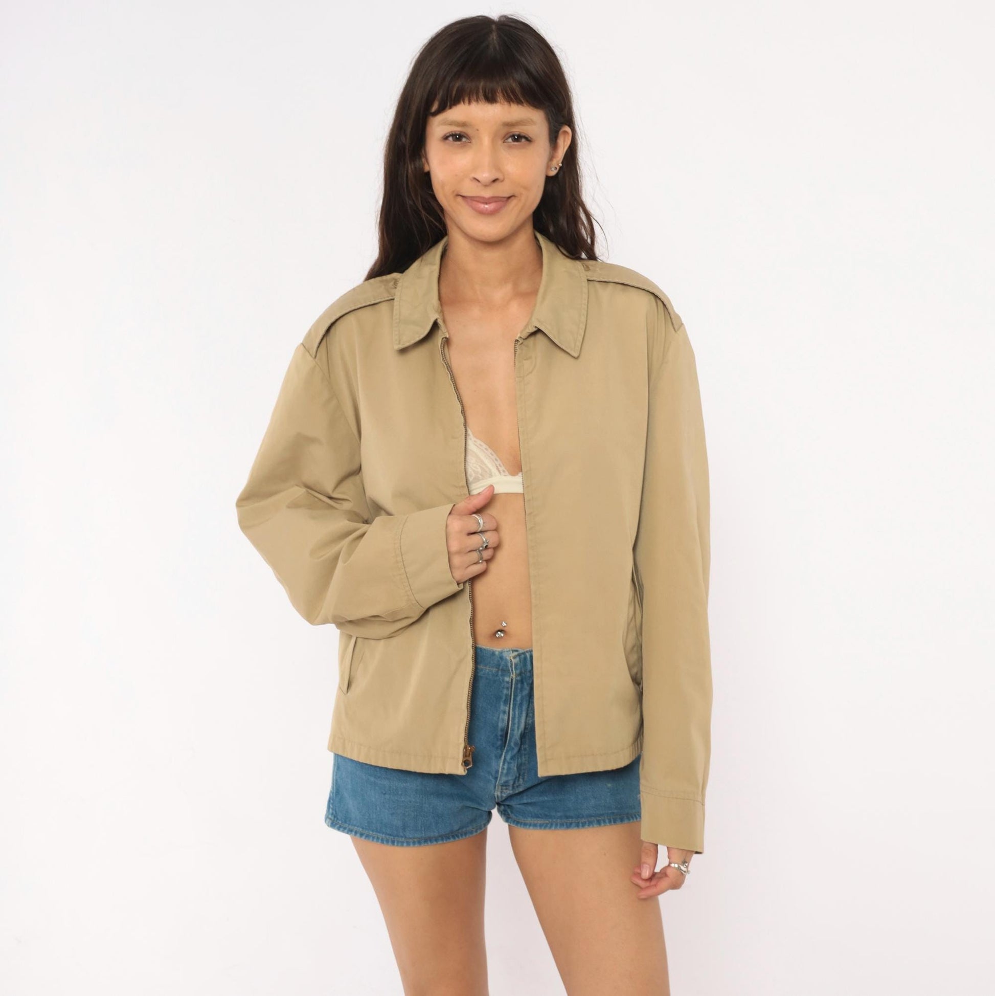 60s Ceiling Zero Blauer Harrington Jacket Tan Windbreaker Epaulette Extra Large