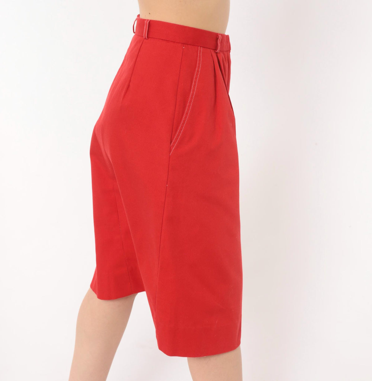 80s Country Suburbans Red Pleated Pencil Skirt Knee Length High Waist Extra Small