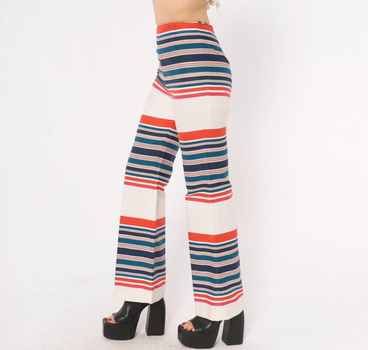 70s A.Stopper Sport Striped Flare Pants High Waist Bell Bottom Small S