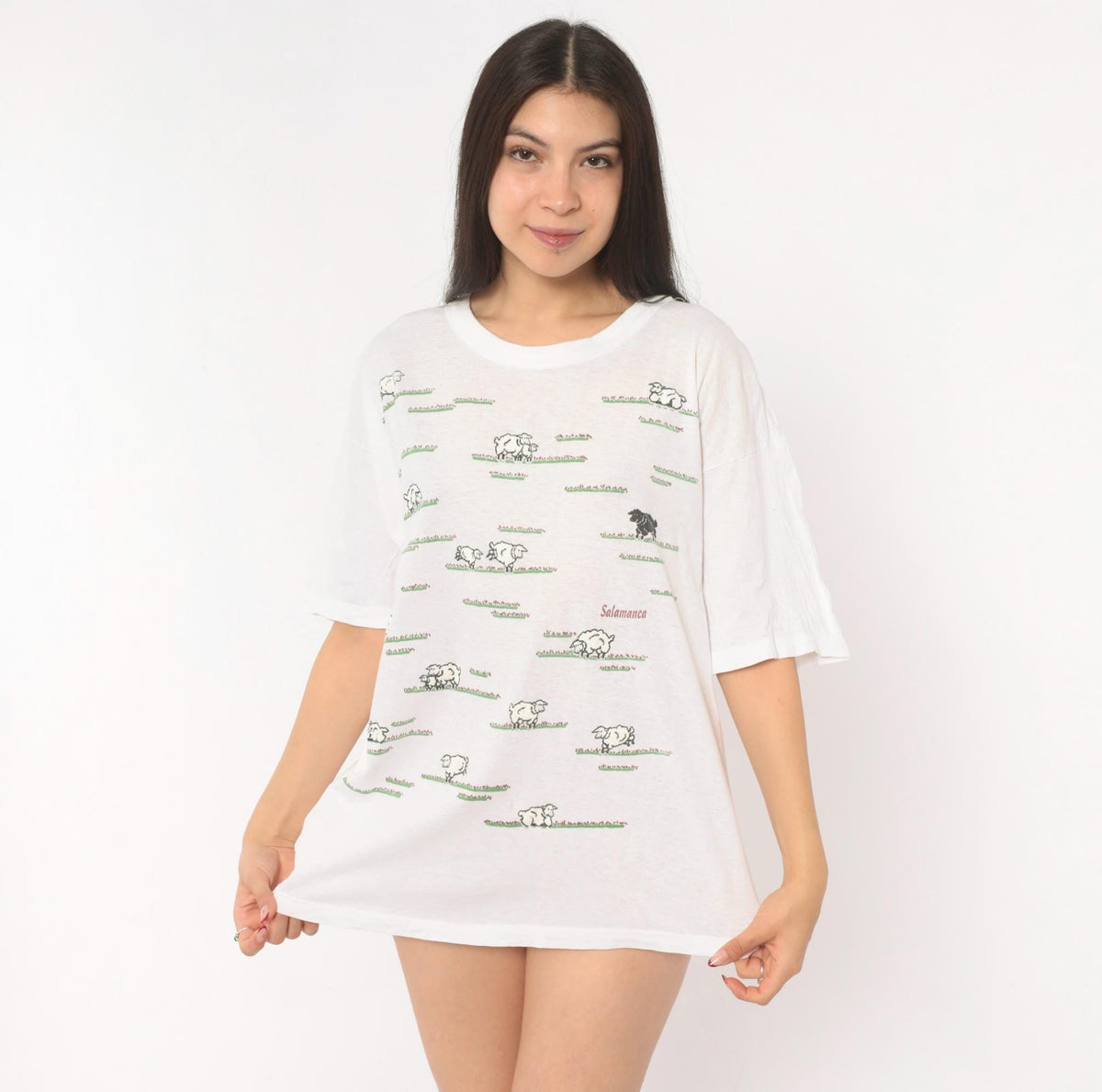 2000s Black Sheep Salamanca Spain Souvenir Cotton Tee White Large L