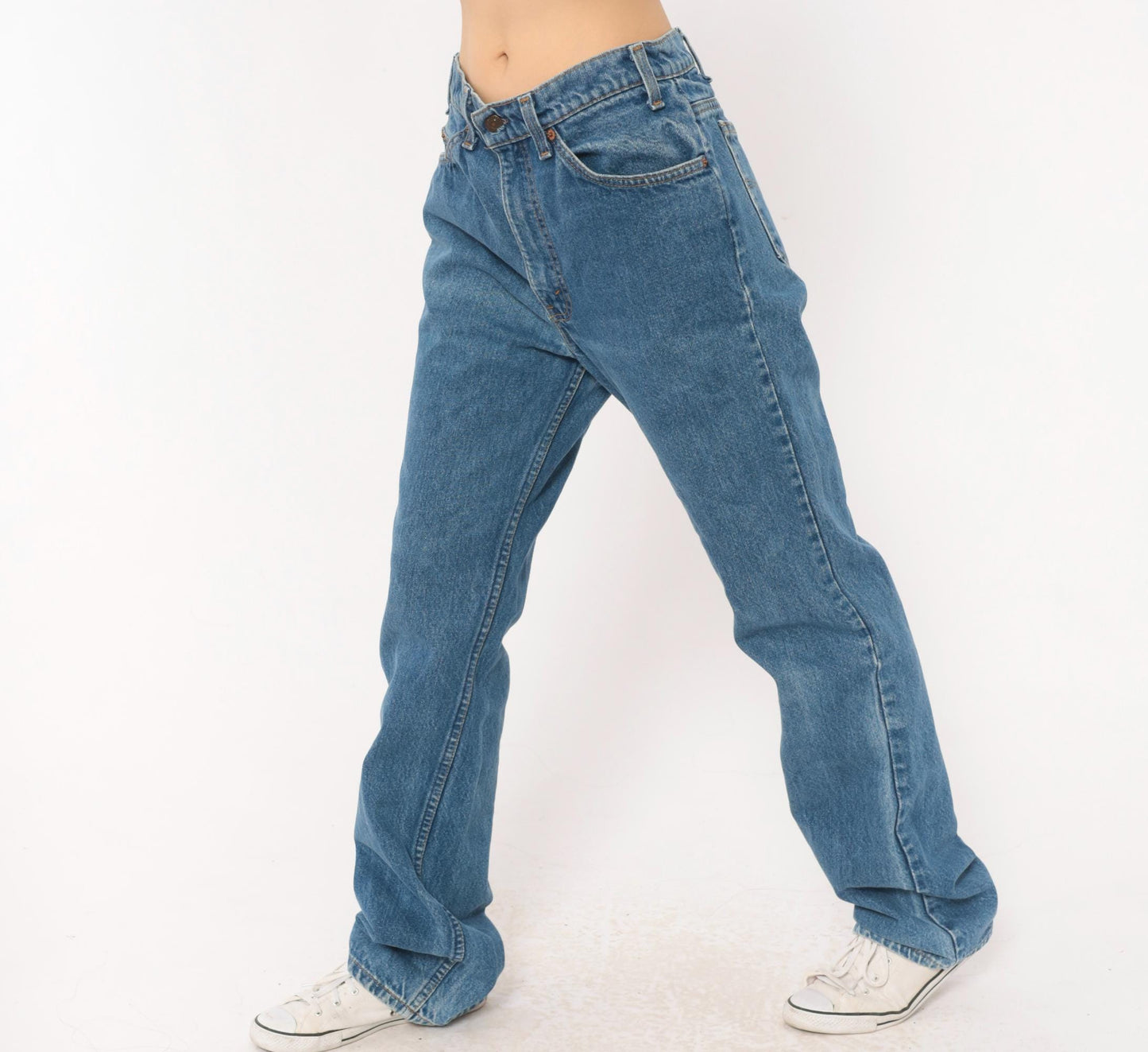 90s Levi's 517 Bootcut Jeans High Rise Medium Blue Denim Large 34