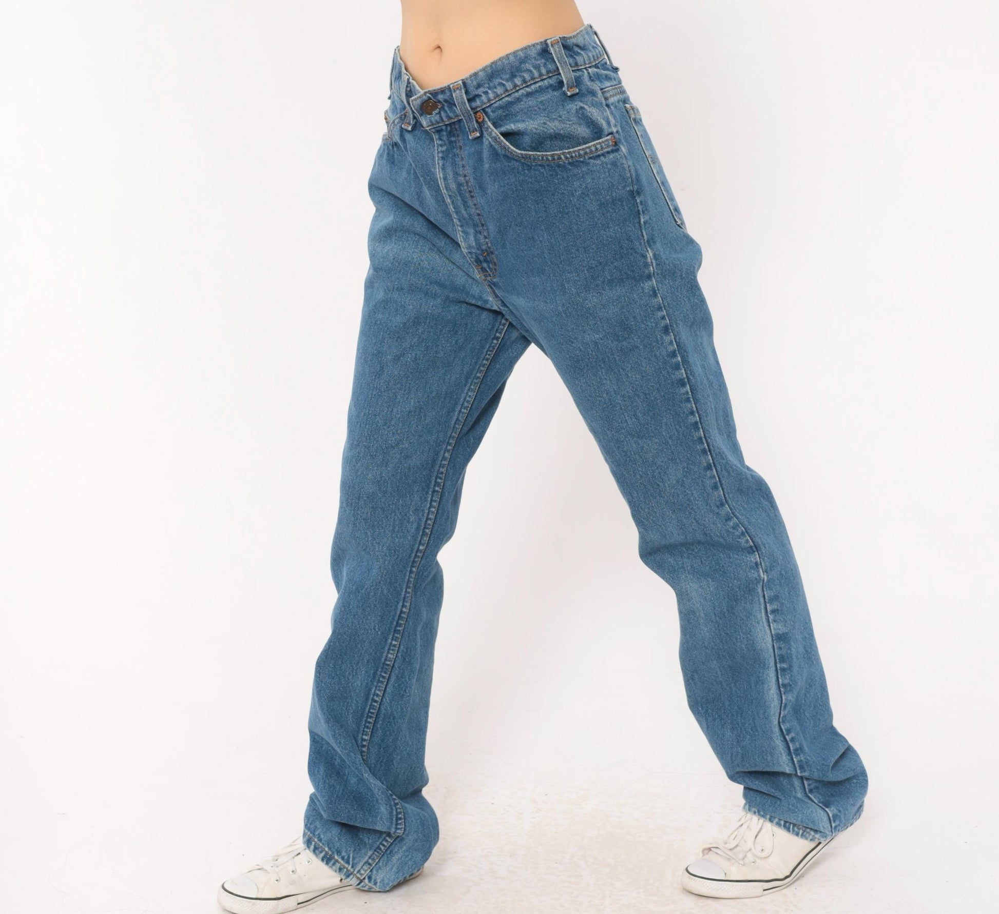 90s Levi's 517 Bootcut Jeans High Rise Medium Blue Denim Large 34