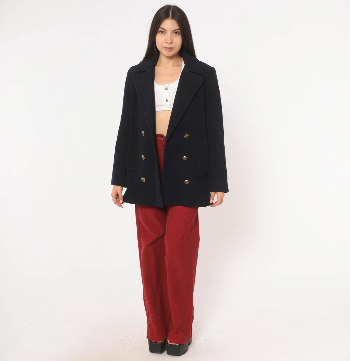 Mackintosh Navy Wool Peacoat Gold Button Double Breasted Jacket Medium M