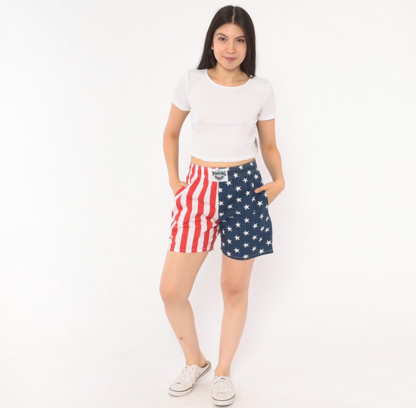 90s International Baggyz American Flag Shorts Cotton Small