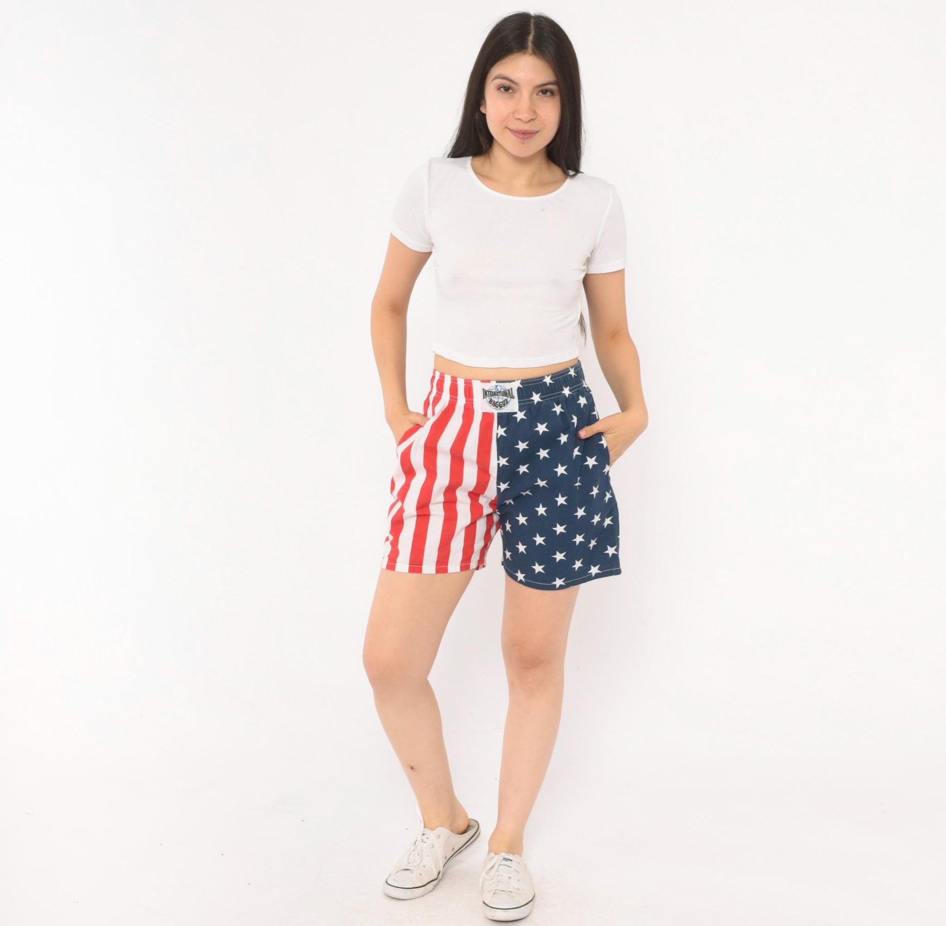 90s International Baggyz American Flag Shorts Cotton Small
