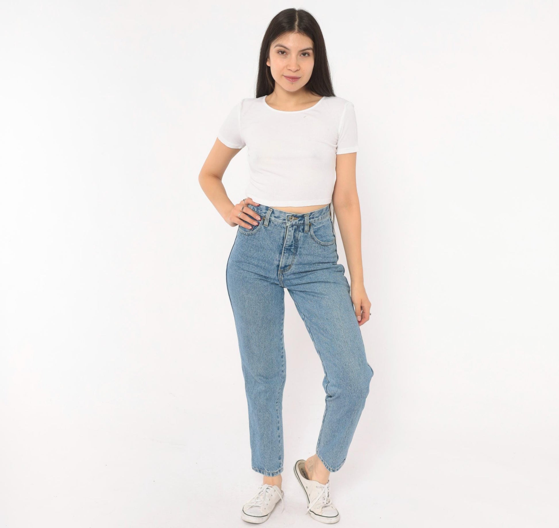 90s Guess Mom Jeans High Waisted Tapered Light Wash Denim XXS