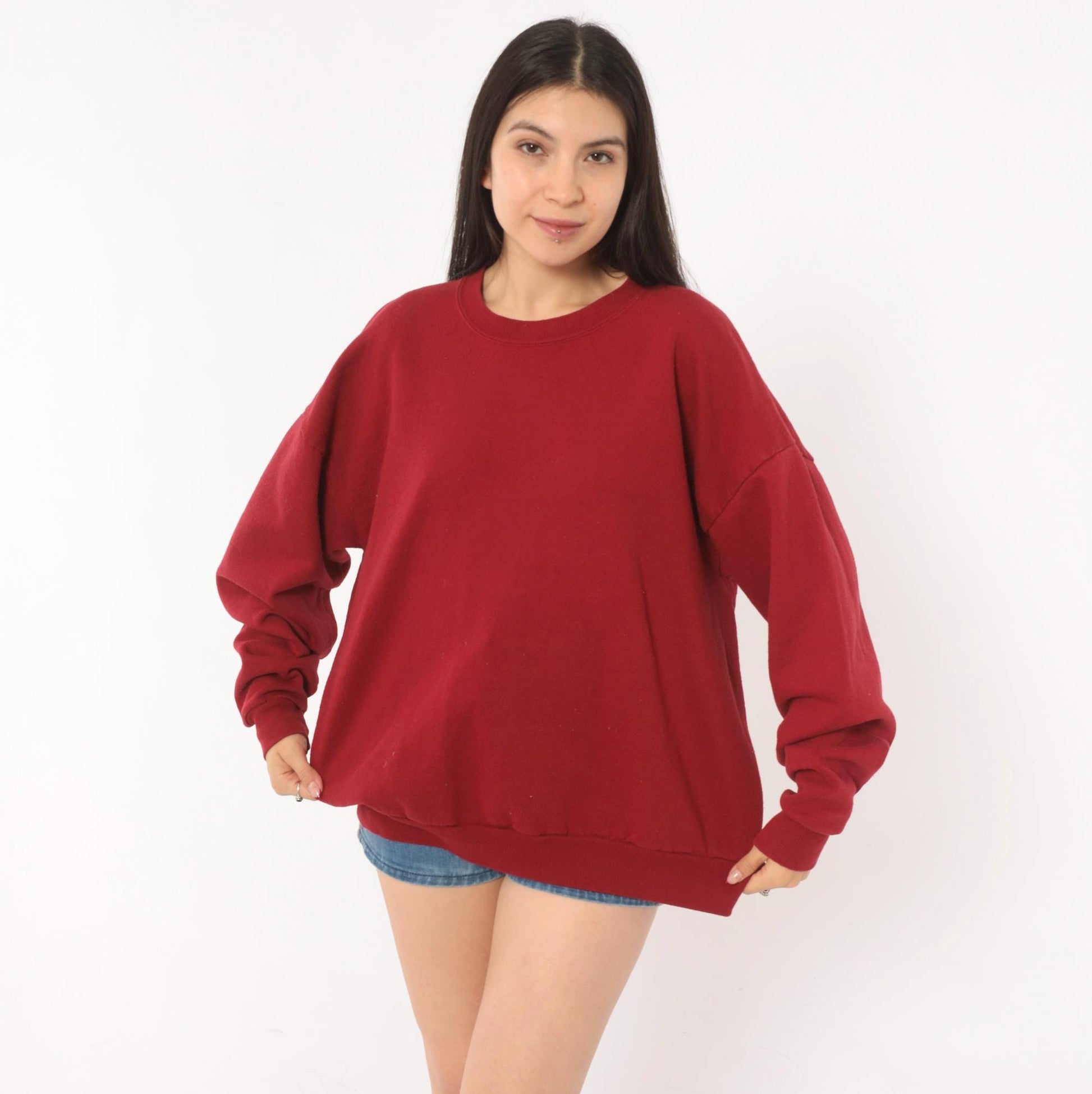 90s Jerzees Burgundy Crewneck Sweatshirt Cotton Blend Extra Large XL