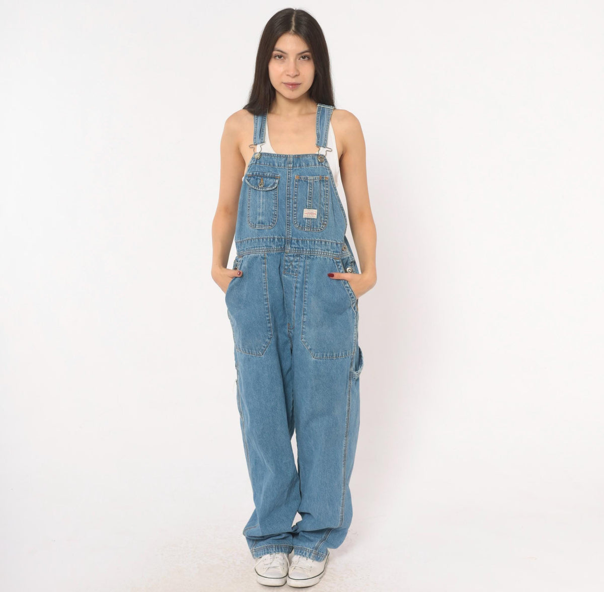 90s Unionbay Denim Overalls Medium Blue Cargo Bib Dungarees
