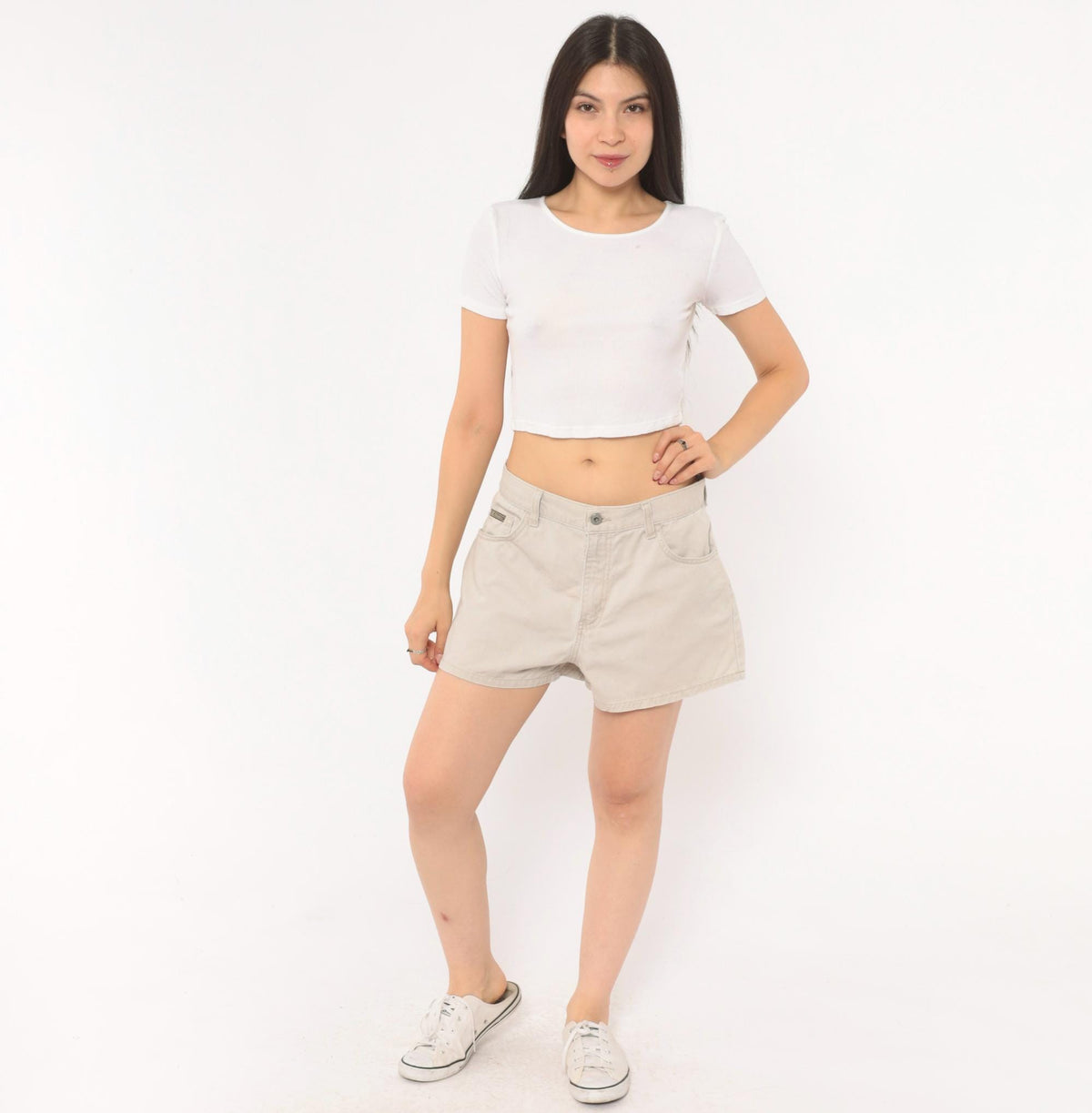 90s Calvin Klein High-Waisted Khaki Shorts Cotton Tan Medium M
