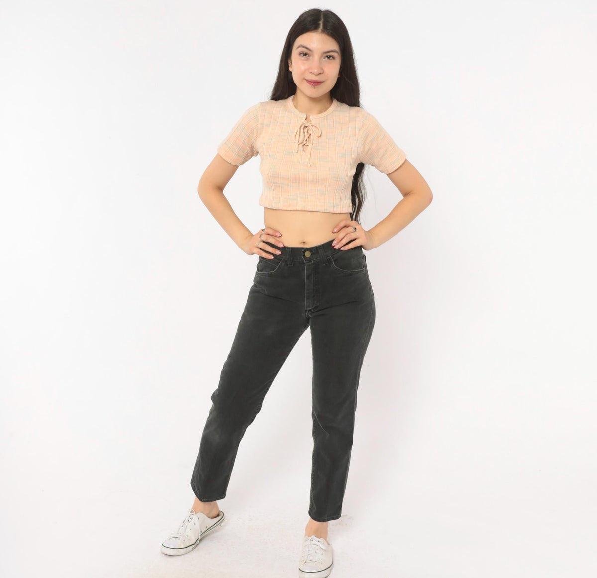 80s Lee High Waisted Straight Leg Jeans Black Denim Small S