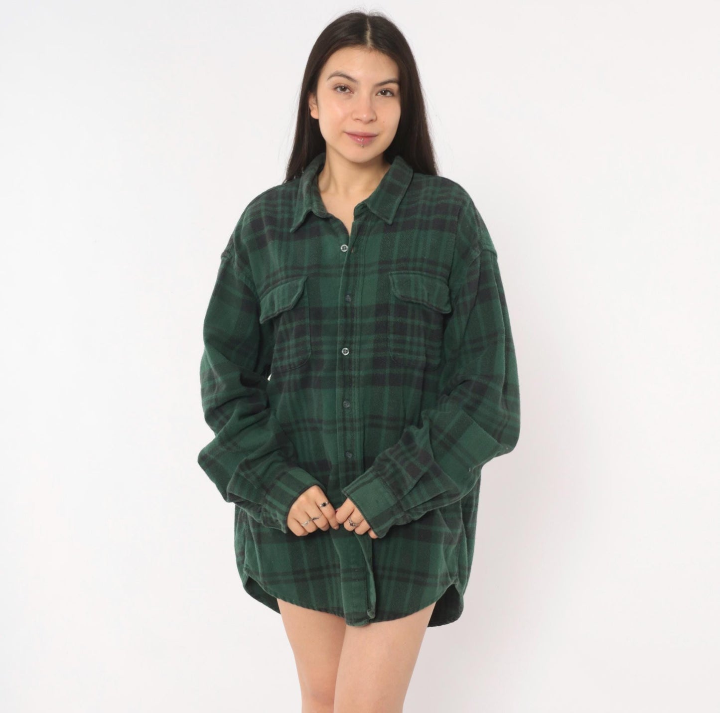 90s Gap Green Plaid Flannel Shirt Button-Up Grunge Cotton Extra Large XL