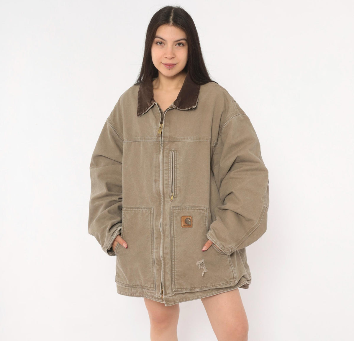 2000s Carhartt Duck Canvas Chore Coat Tan Brown Lined XXL